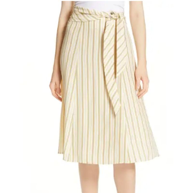 Rag & Bone Rag & Bone Felix Stripe Silk Skirt Yellow size 12 Size 34" / US 12 / IT 48 - 1 Thumbnail