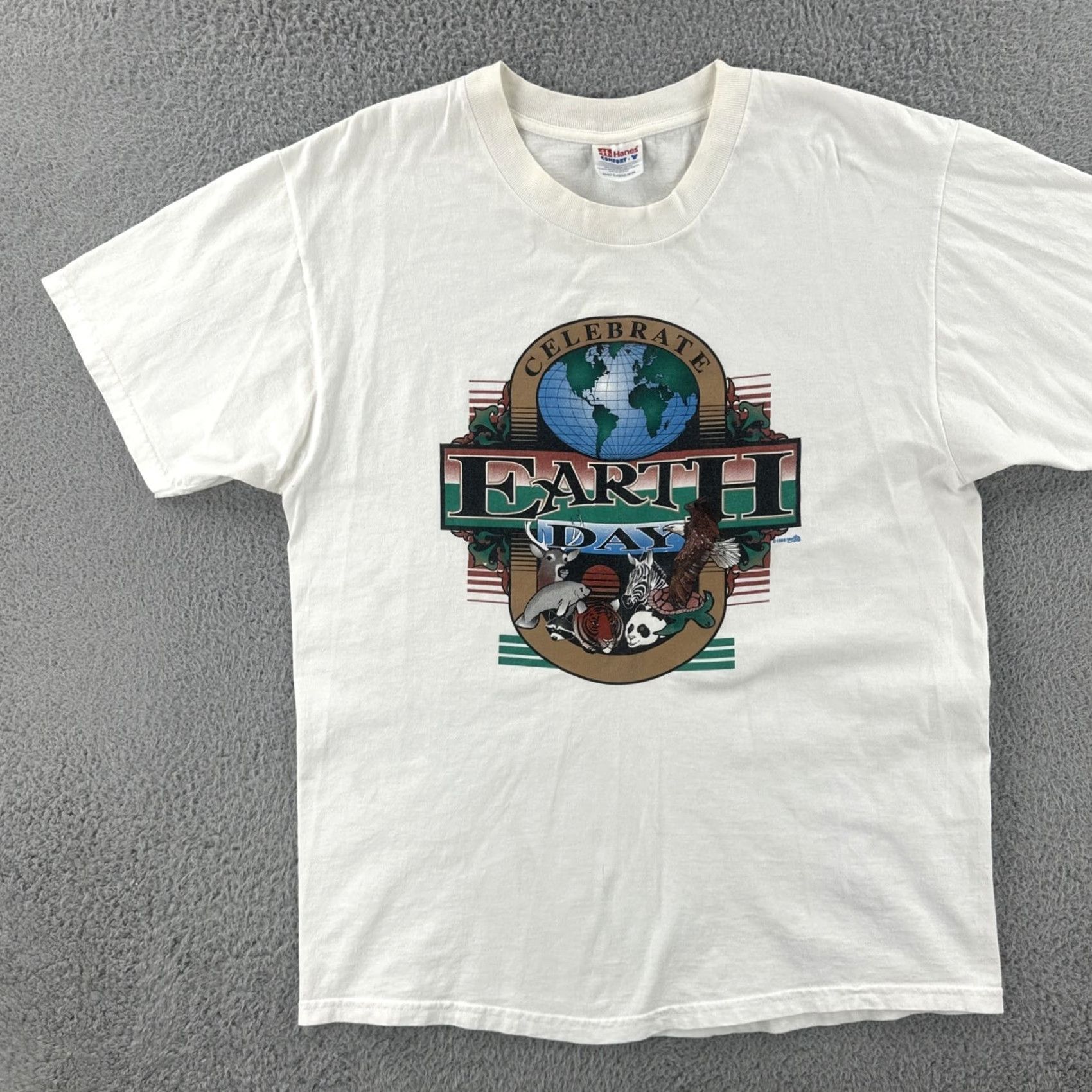 Hanes VINTAGE Hanes Comfort-T T Shirt White XL Mens 90s Earth Day 1996 Central Ohio Size US XL / EU 56 / 4 - 3 Thumbnail