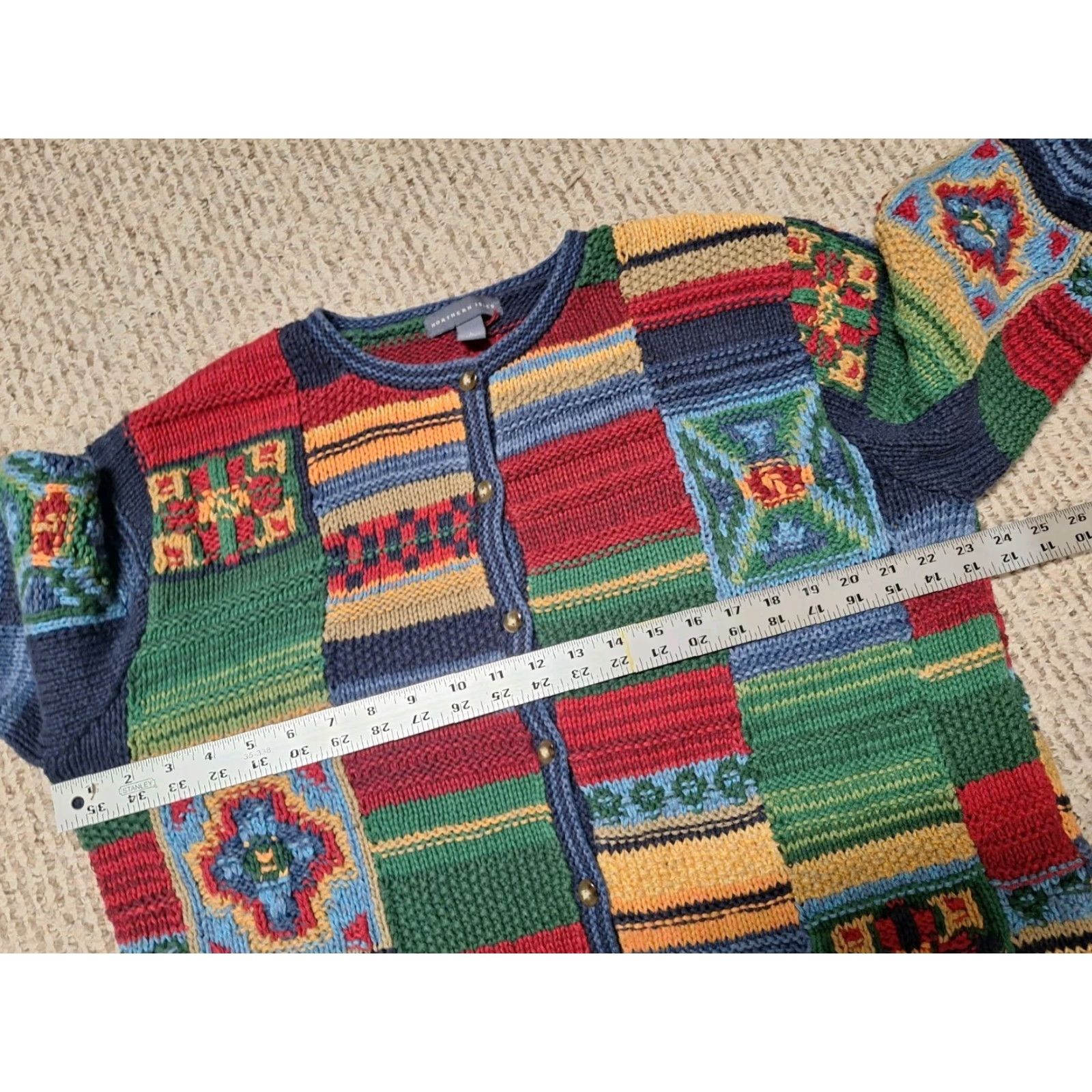 Etro VINTAGE Northern Isles Cardigan Sweater Knit Art 00s Womens L Red Long Sleeve Cardigan Womens L Art Size L / US 10 / IT 46 - 3 Thumbnail