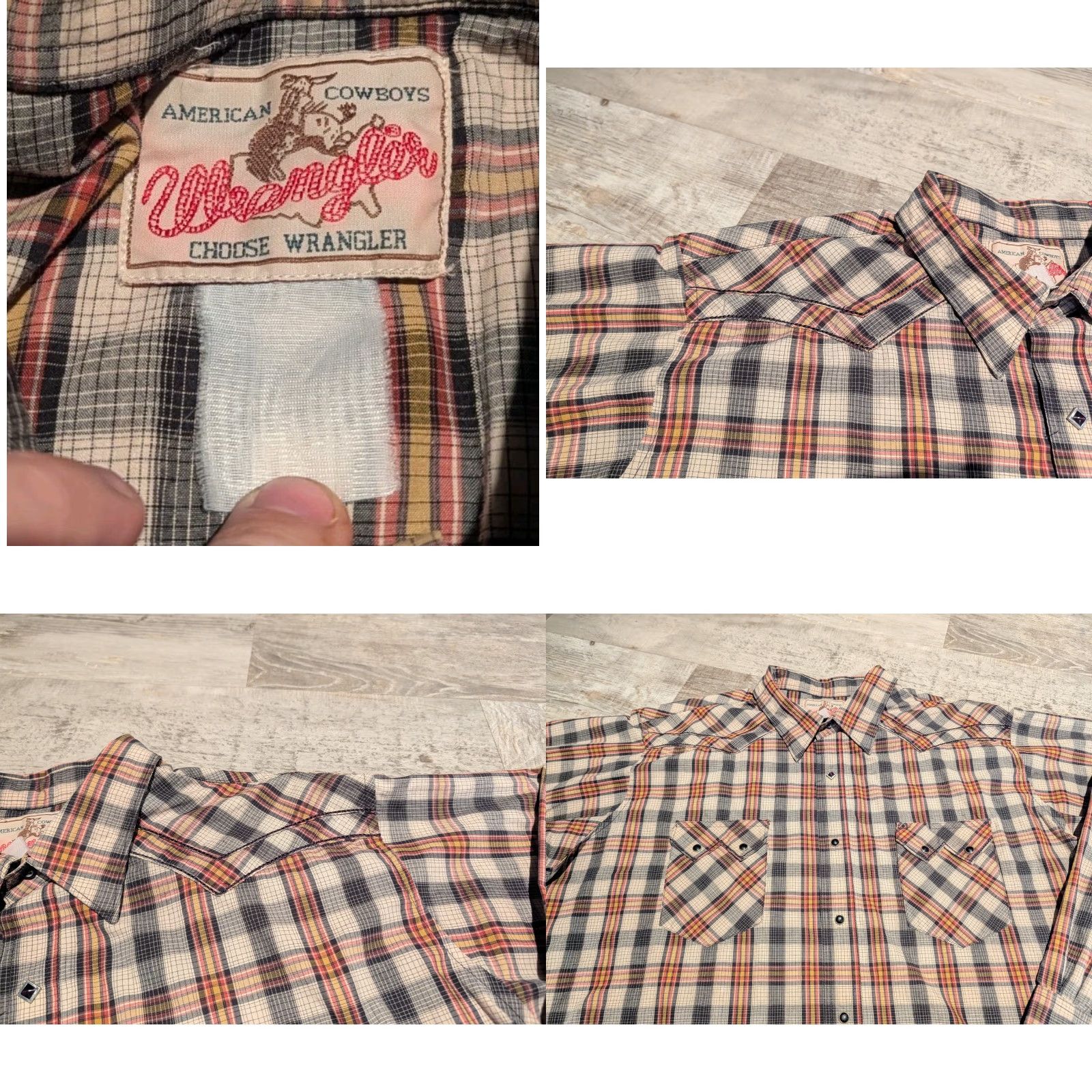 Wrangler VINTAGE Wrangler Sawtooth Pockets Shirt Mens XL Plaid Pearl Snap Button Up Yoke Western Cowboy 80s 90s Mens XL Size US XL / EU 56 / 4 - 8 Thumbnail