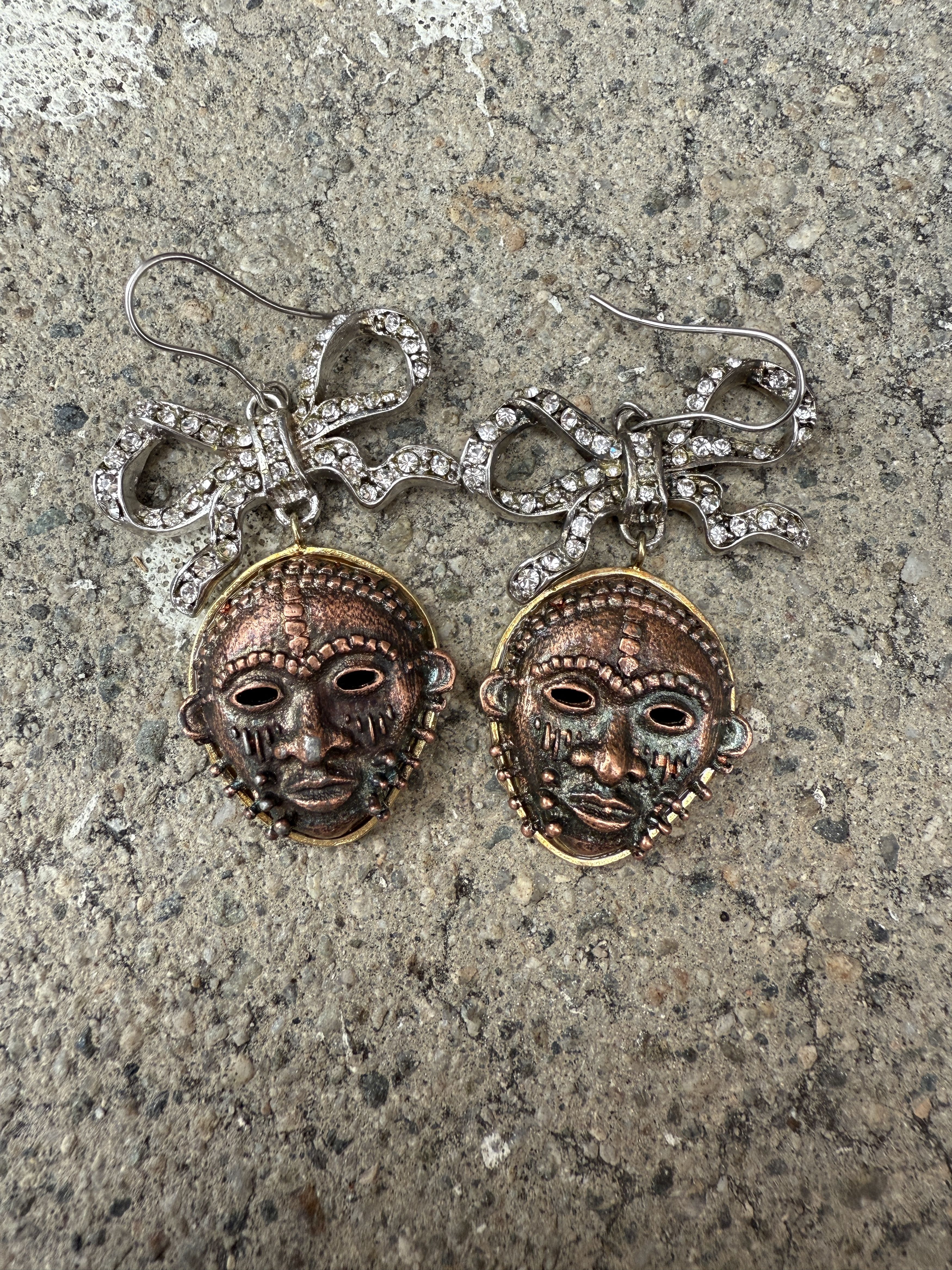 Vivienne Westwood Ornate Vintage African Mask Earrings w/ Hands and Ribbon Size ONE SIZE - 1 Thumbnail