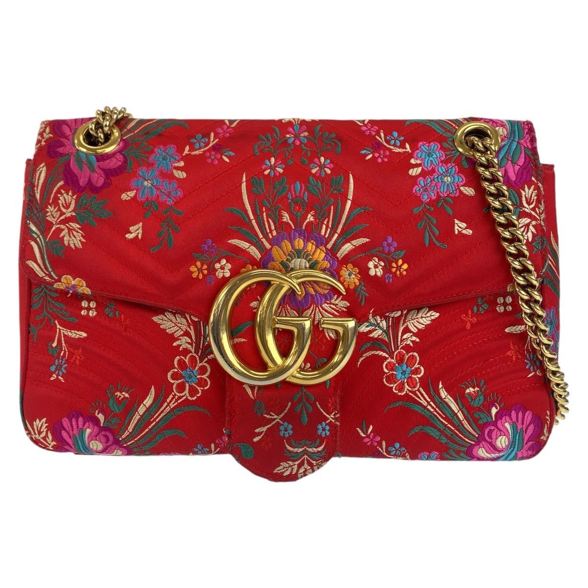 Gucci Gucci Gucci GG Marmont Red Satin Shoulder Bag 443496 Canvas Crossbody Bag 443496 in Very Good Condition Size ONE SIZE - 1 Thumbnail