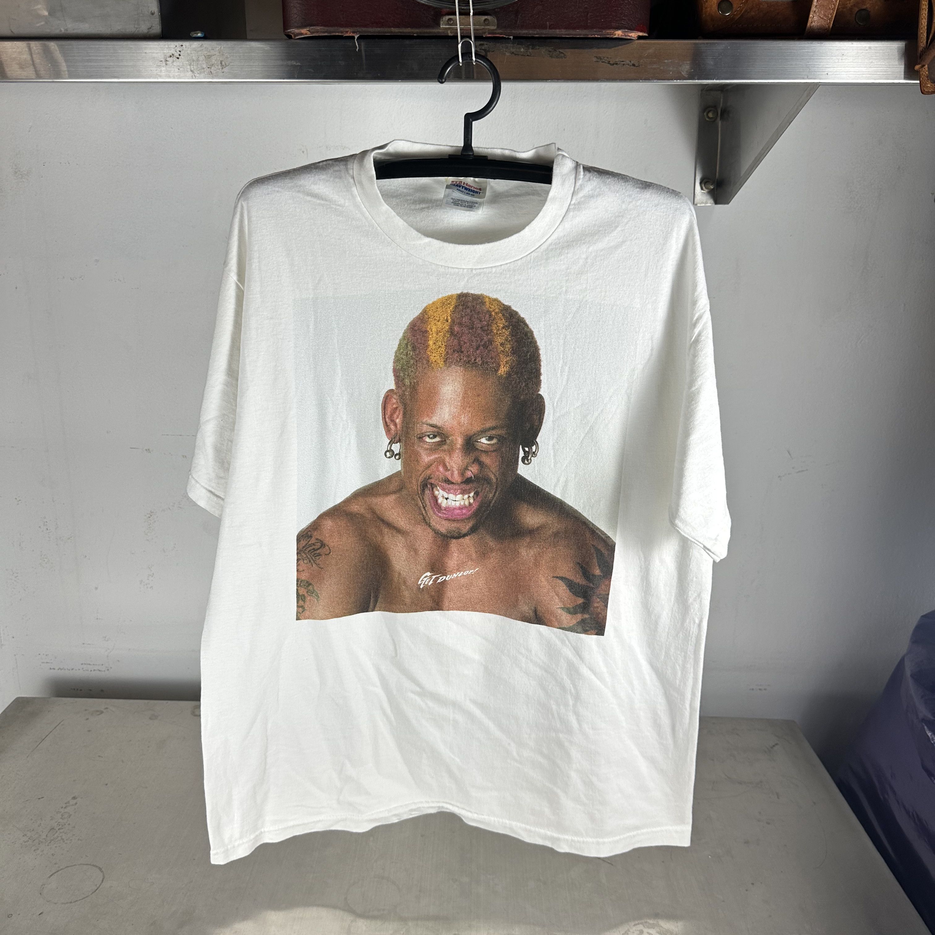 Vintage 90s Dennis Rodman Dunlop Tyre Promo Double Sided T-shirt Size US L / EU 52-54 / 3 - 1 Thumbnail