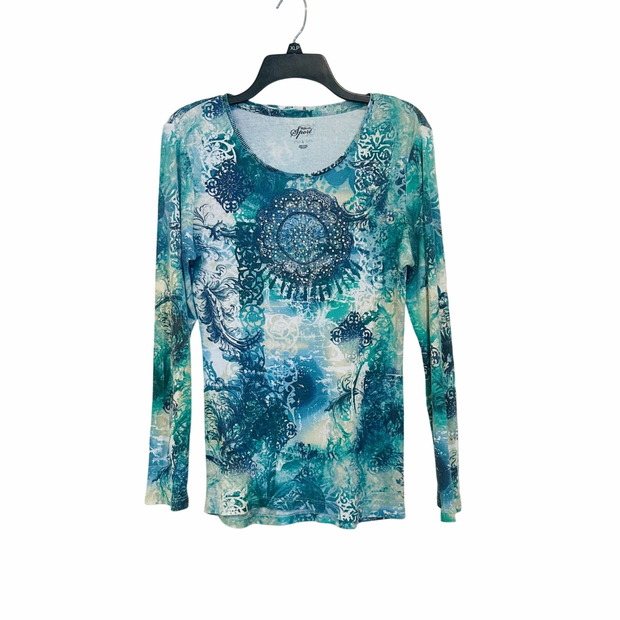 Other ✨Style & Co Sport Sz L Women's L Long Sleeve Embellished Flo Size L / US 10 / IT 46 - 1 Thumbnail