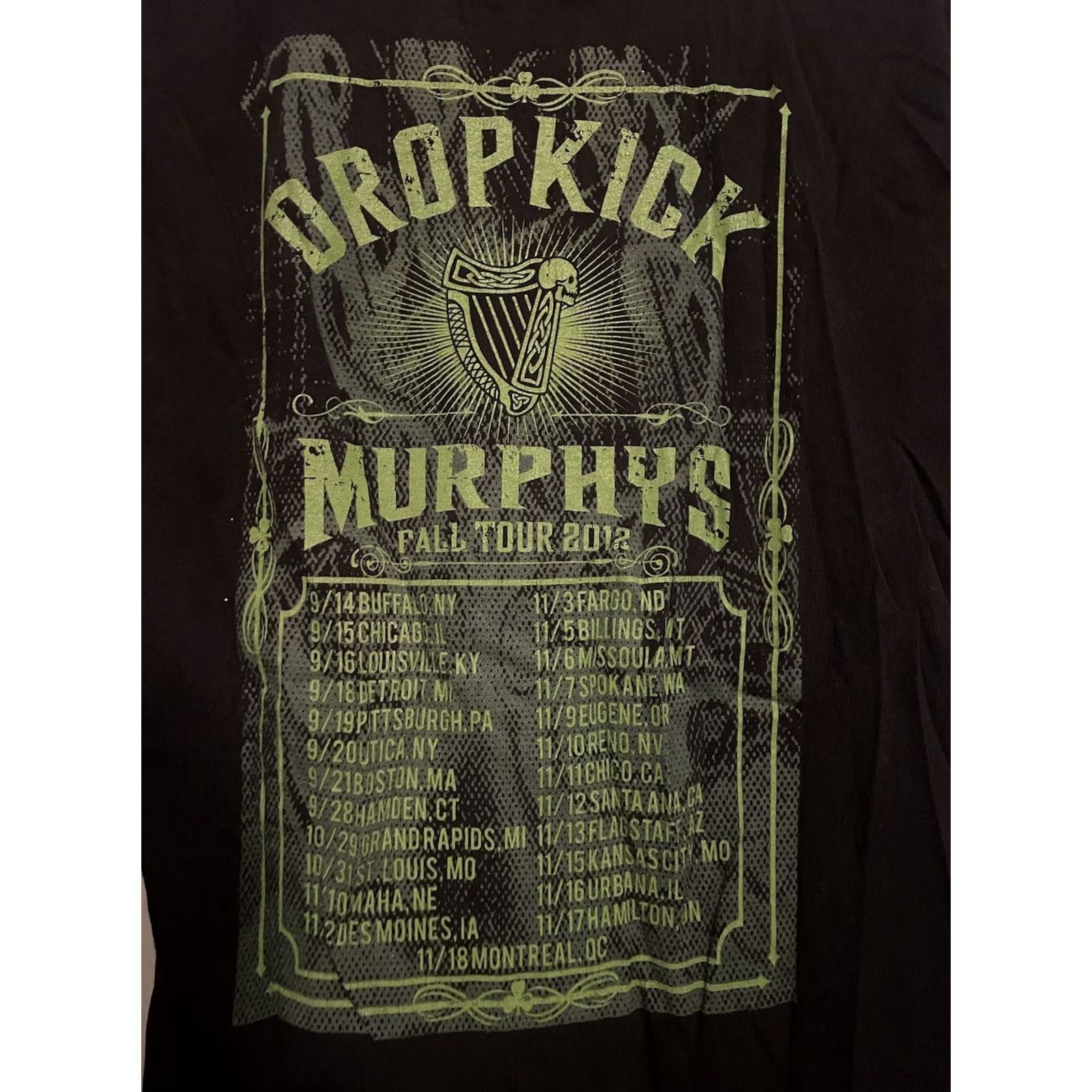 Vintage VINTAGE Dropkick Murphys 2012 Fall Tour Concert T-Shirt M Black Crew Neck Short Sleeve Bayside Heavyweight Men Band Fall 2012 Mens Shirts Size US M / EU 48-50 / 2 - 6 Thumbnail
