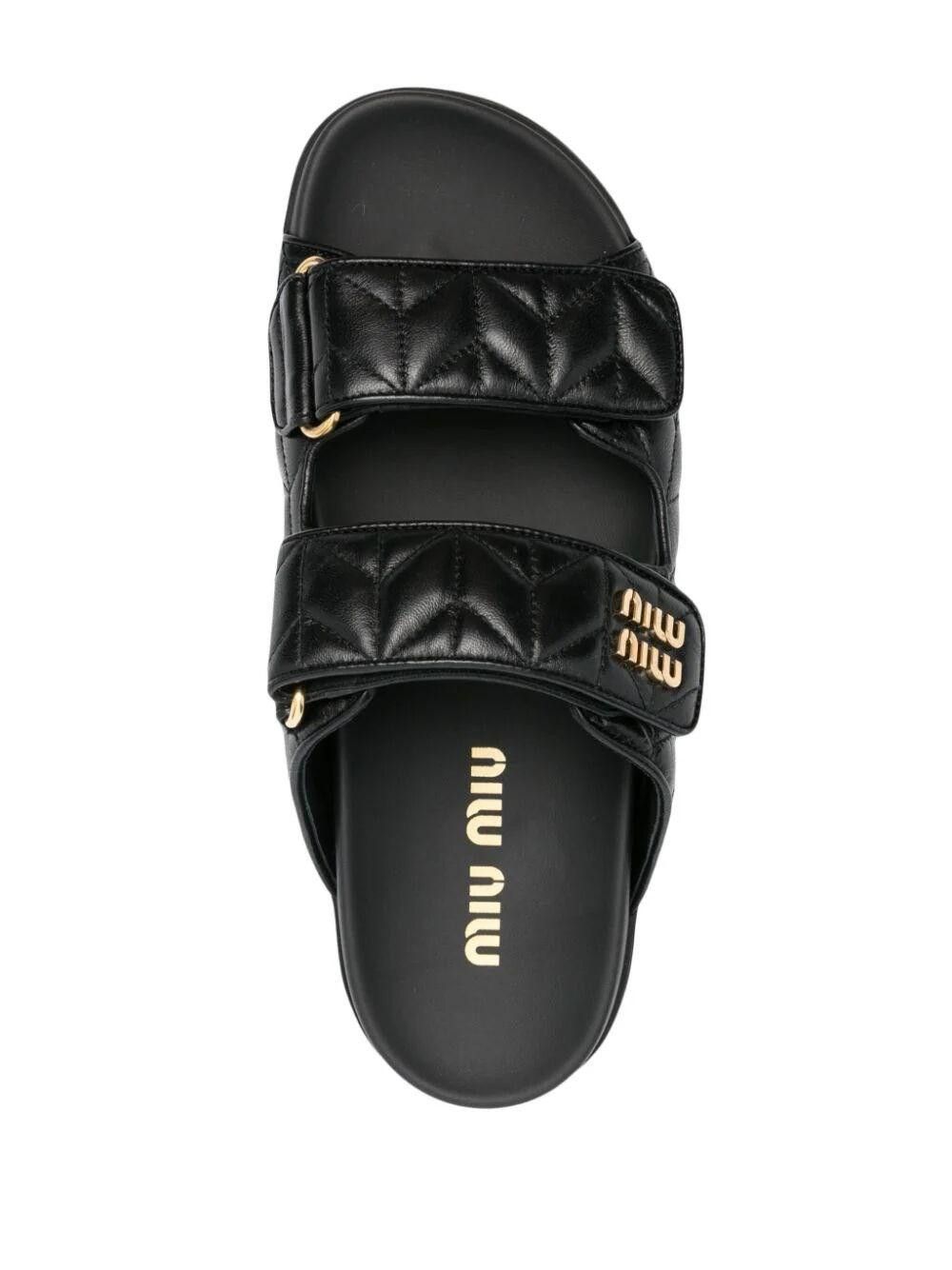 Miu Miu Miu Miu Matelasse Nappa Leather Logo Strap Slide Sandal 39 Size US 9 / IT 39 - 10 Thumbnail