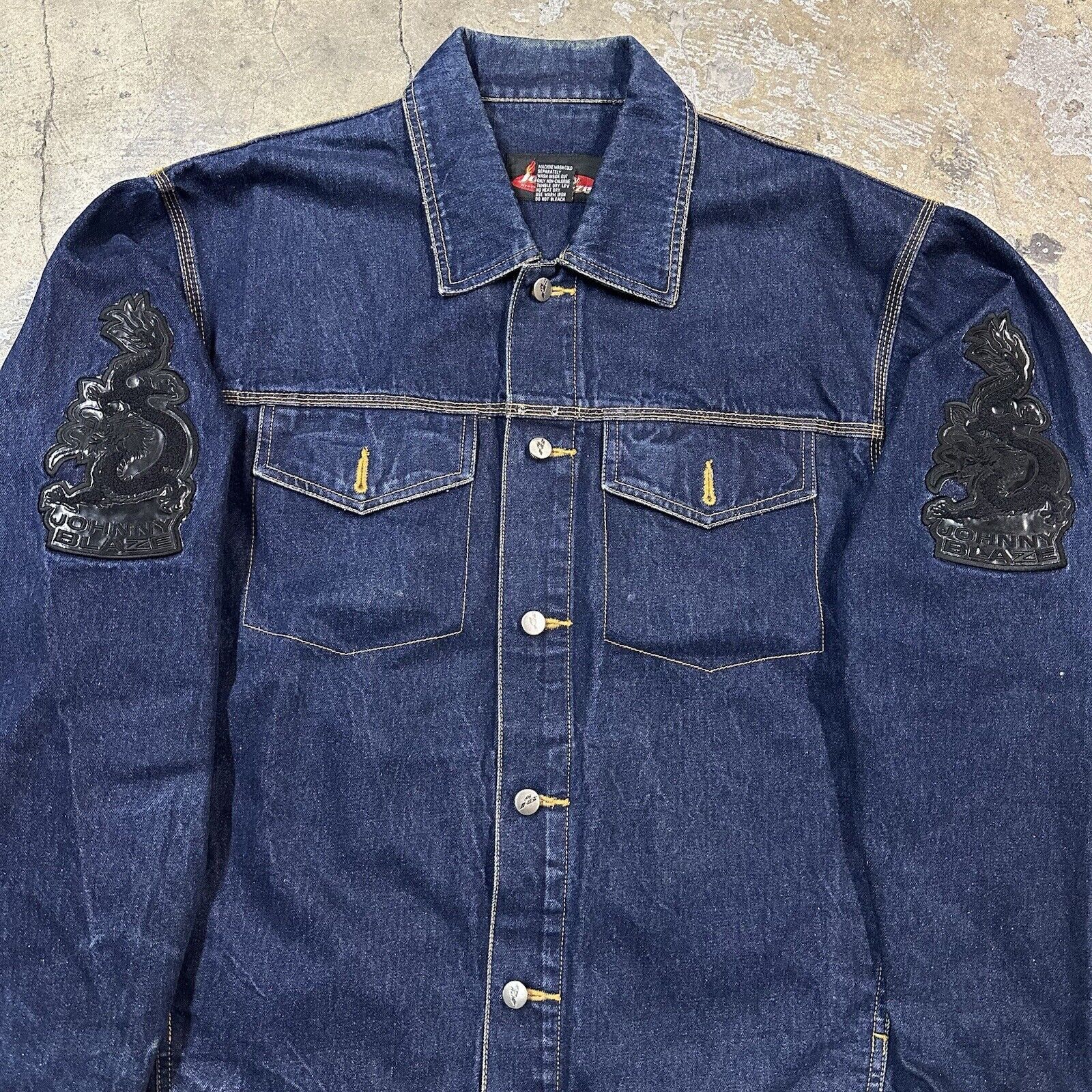 Ecko Unltd. × JNCO × Southpole Vintage Y2K Johnny Blaze Dragon Denim Trucker Jacket Size US XL / EU 56 / 4 - 4 Thumbnail