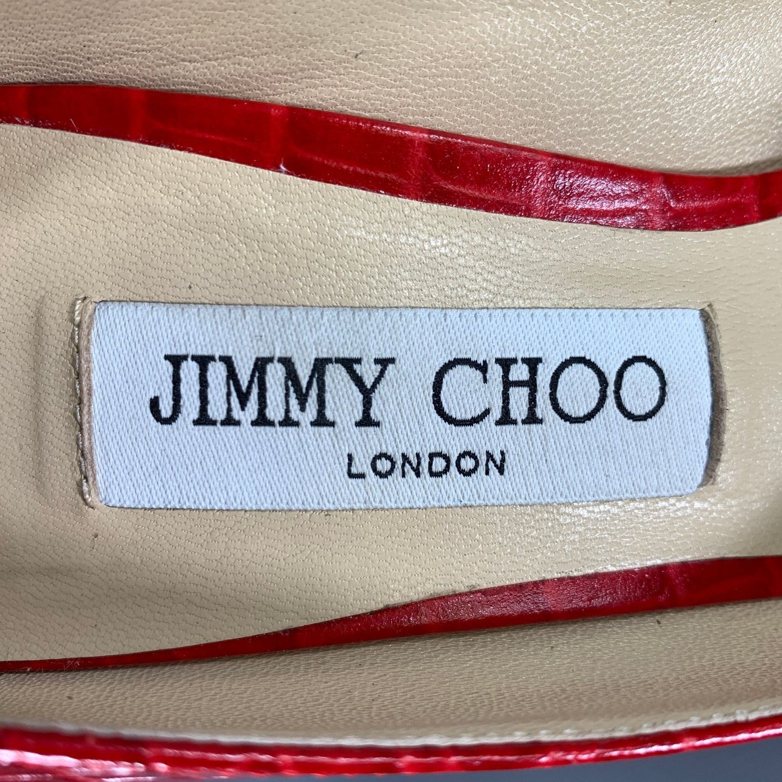 Jimmy Choo JIMMY CHOO Size 9 Red Croc Embossed Leather Pumps Size US 9 / IT 39 - 8 Thumbnail
