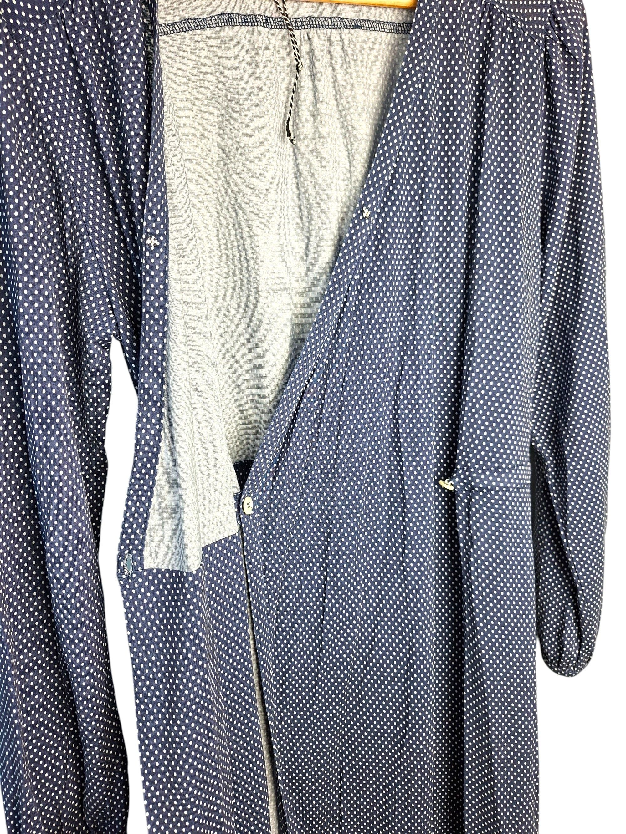 A.P.C. A.P.C. Navy Polka Dot Wrap Dress | Parisian Chic Midi Size M / US 6-8 / IT 42-44 - 6 Thumbnail