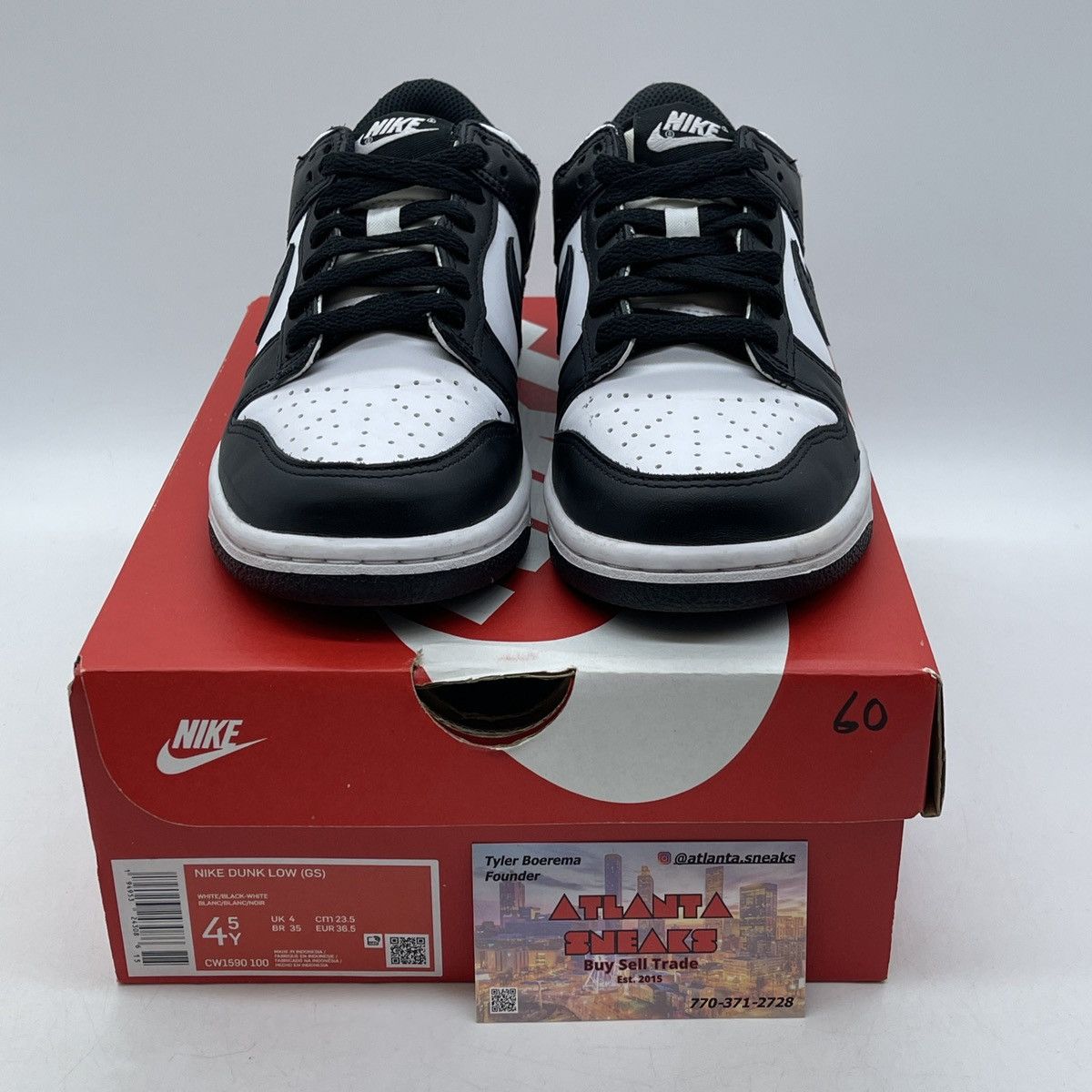 Nike Dunk low black white Size US 4.5 / IT 34.5 - 2 Thumbnail