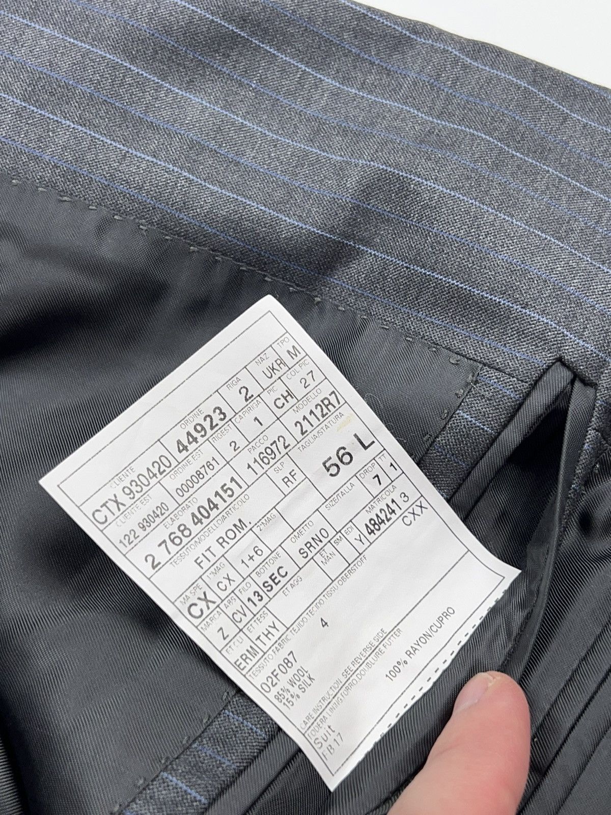 Ermenegildo Zegna Ermenegildo Zegna Su Misura Stripped Suit Wool Silk Size 46L - 14 Thumbnail