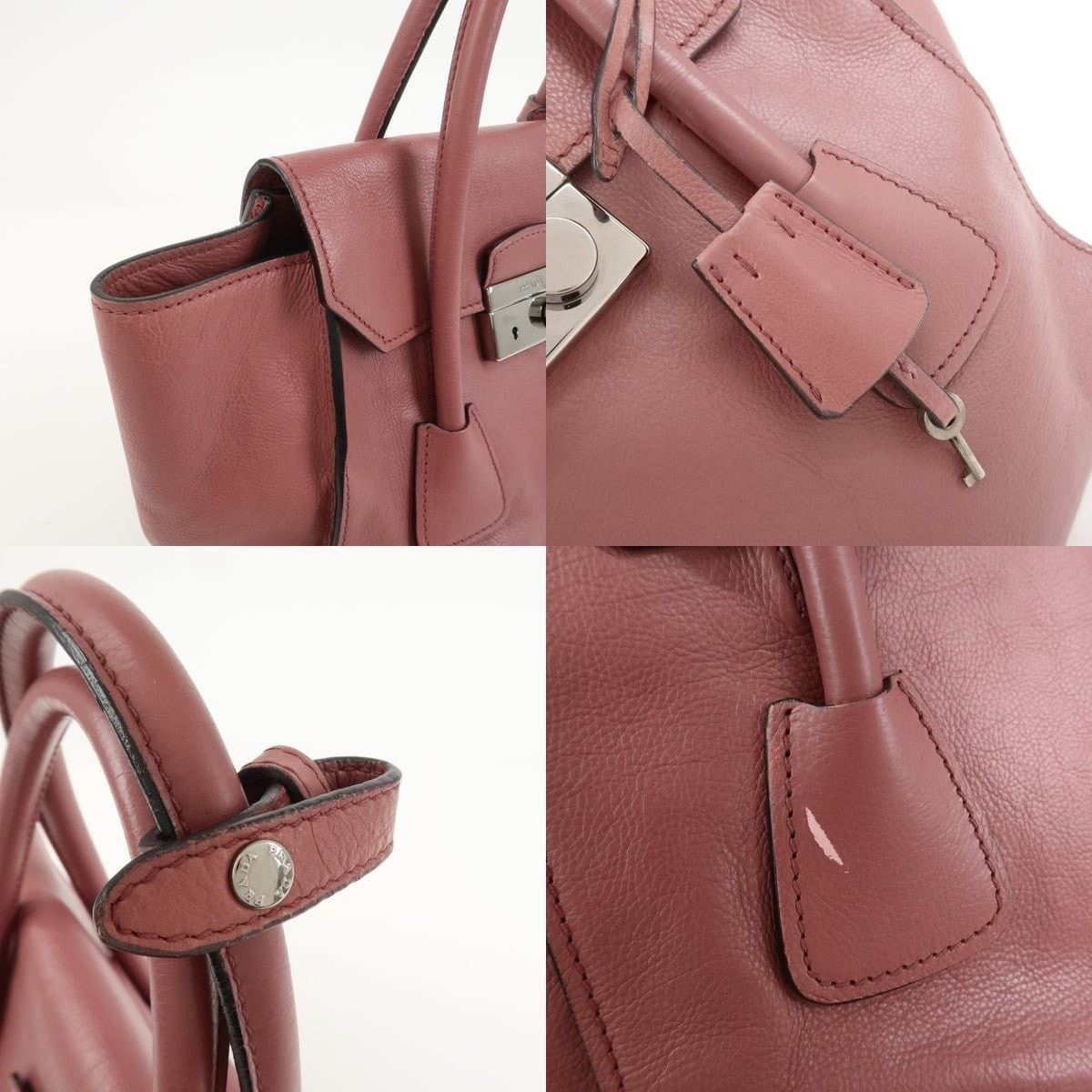 Prada Prada Logo Lock Calfskin Satchel Pink Size ONE SIZE - 6 Thumbnail