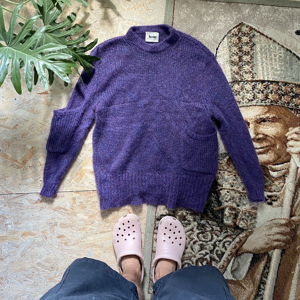 image of Acne Studios Acne Paw12 Oversized Mohair Knit Two Pocket Sweater in Purple, Men's (Size Medium)
