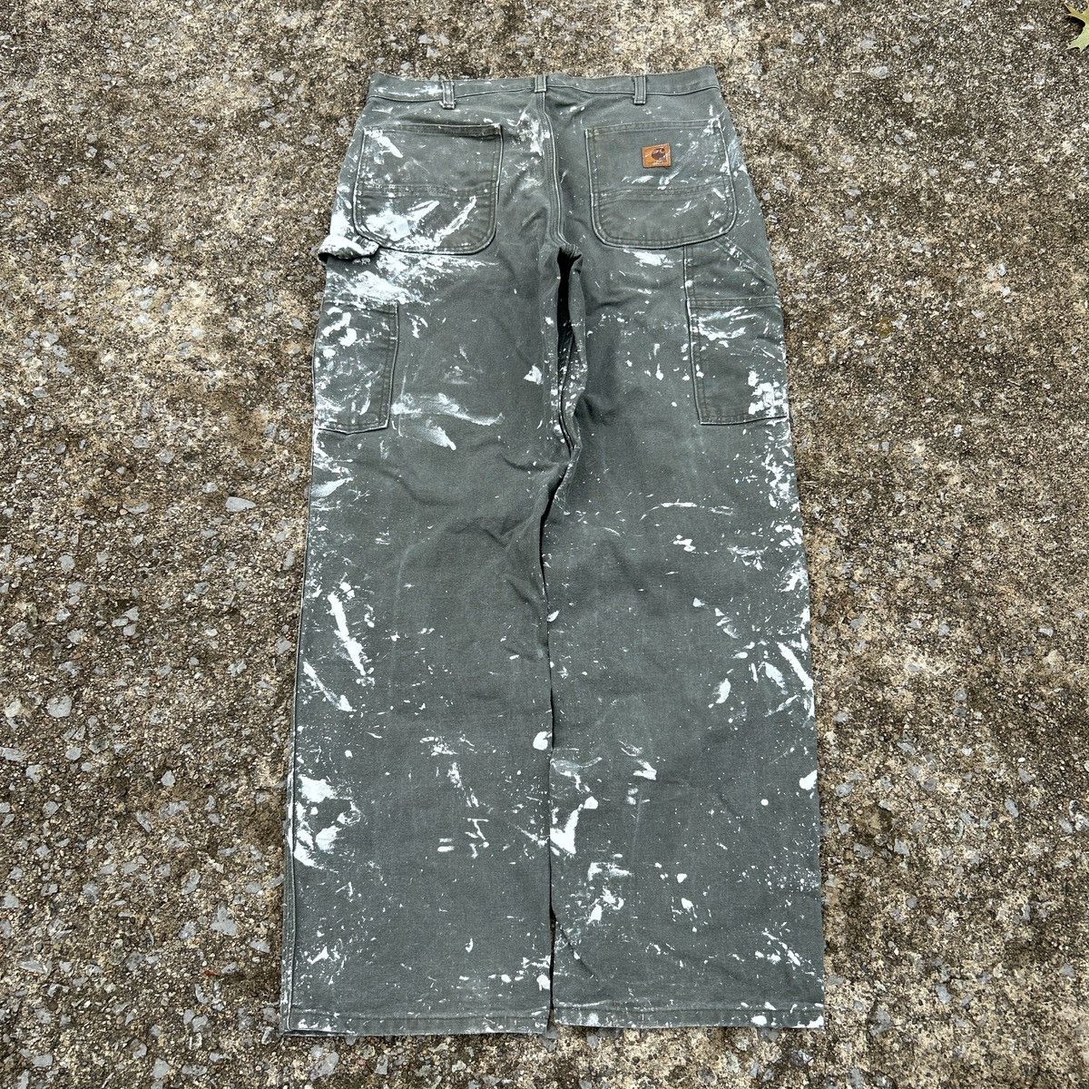 Carhartt Vintage Unique Carhartt Moss Green Paint Splattered Pants Size US 34 / EU 50 - 1 Thumbnail