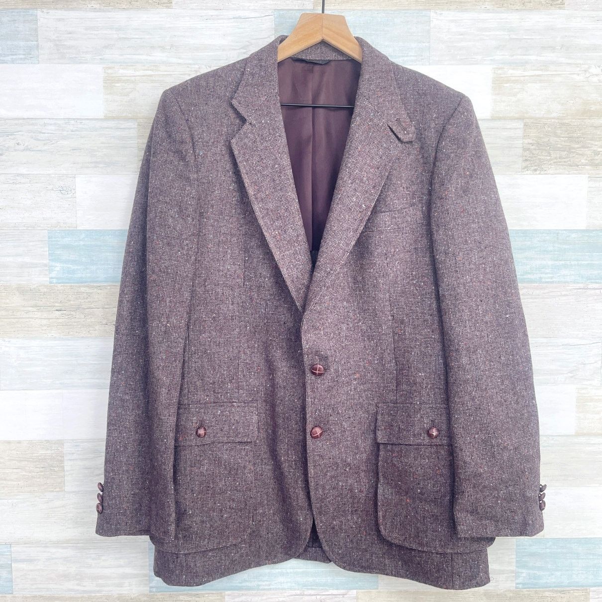 Other Fioravanti Tweed Sport Coat Brown Patch Pocket Mens 40L Size 40L - 1 Thumbnail