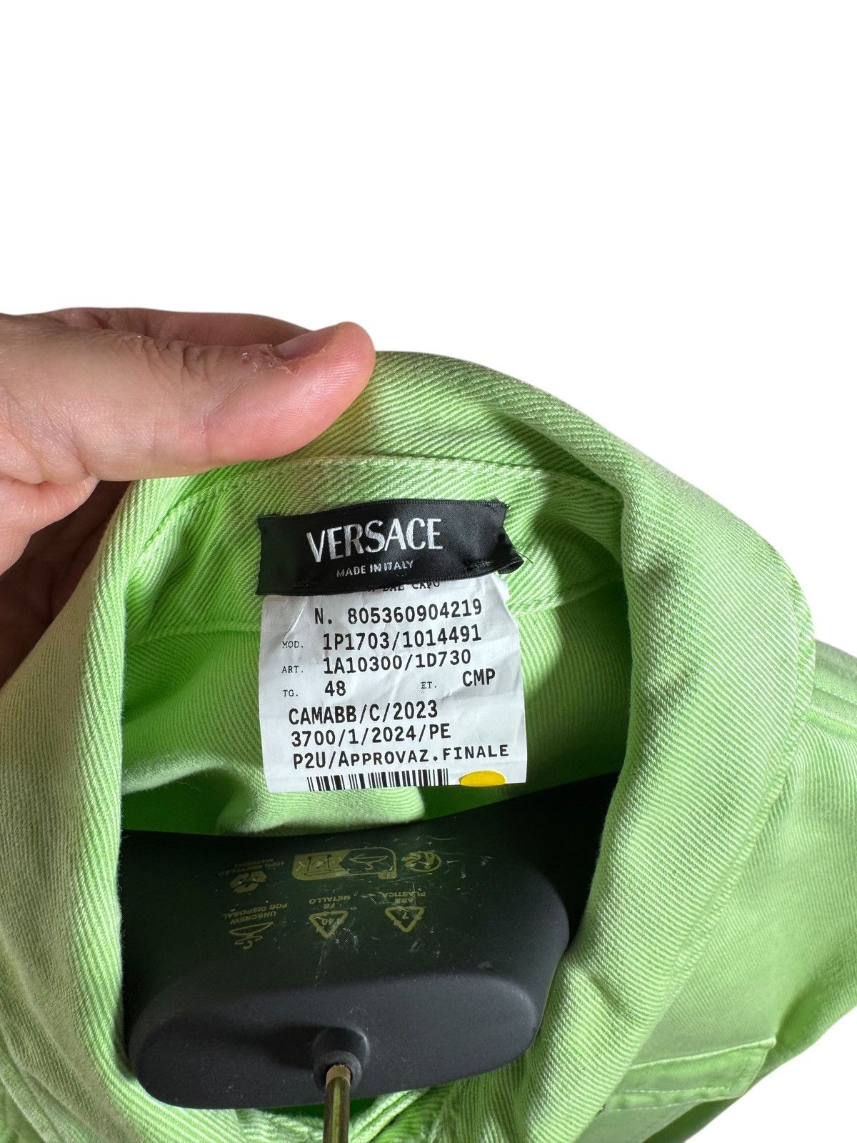 Versace Versace Lime Green Denim Shirt Jacket with Metal Details Size US M / EU 48-50 / 2 - 12 Thumbnail