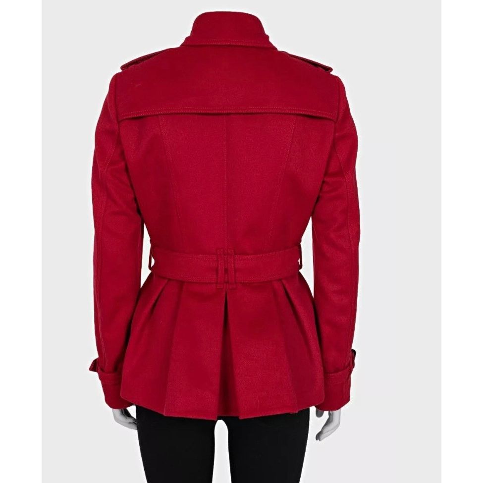 Burberry Burberry Red Wool Cashmere Belted Coat UK10 Size M / US 6-8 / IT 42-44 - 3 Thumbnail