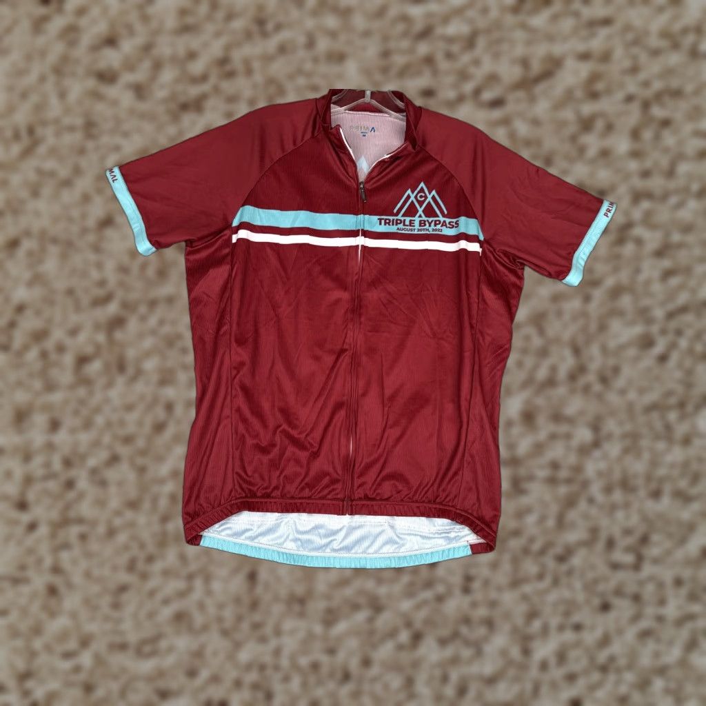 Primal Cycling Jersey Mens Medium Red Triple Bypass 2022 Road Team Evergreen