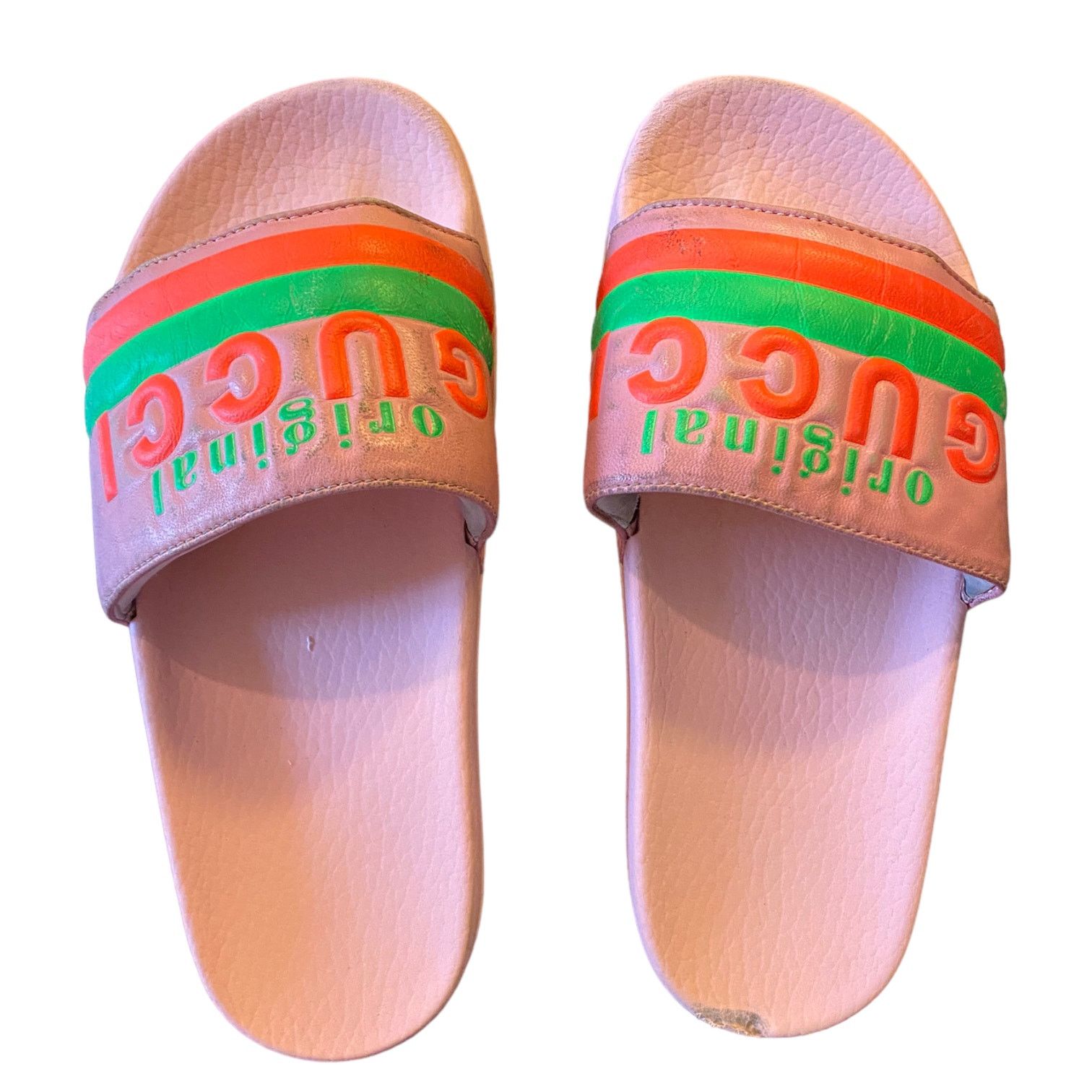 Auth Gucci Limited Edition Neon Pink Pool Beach Slides 6