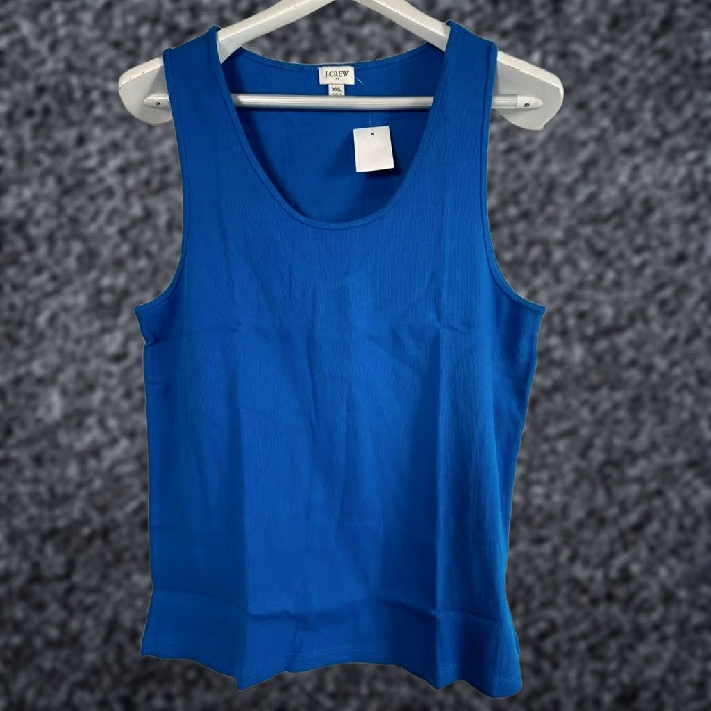 J.Crew J.Crew Women's Tank Top XXL Blue Scoop Neck Casual Ribbed Cotton Style AY276 Size XXL / US 16-18 / IT 52-54 - 1 Thumbnail