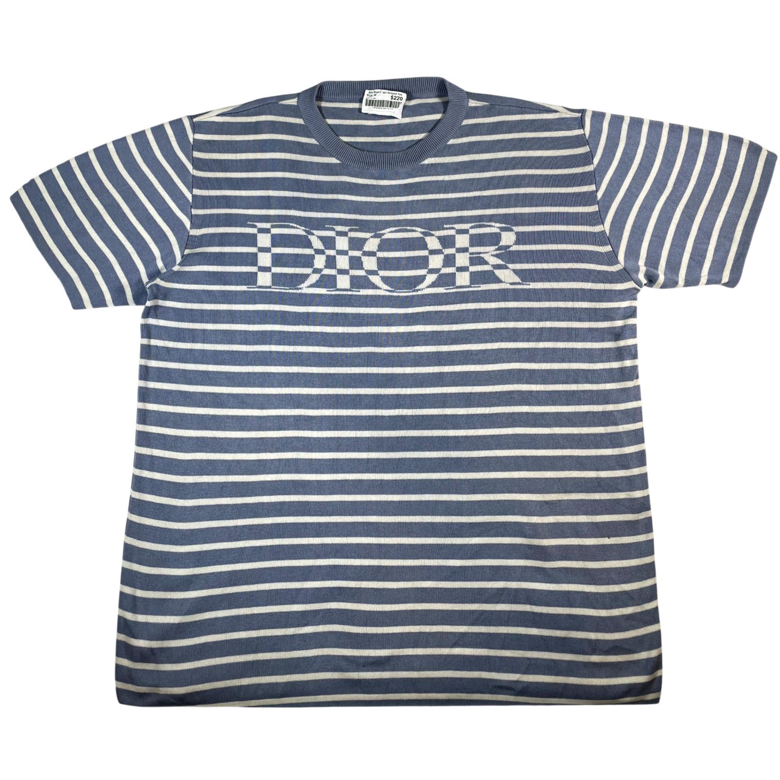 Dior Dior Logo Striped Blue Tee Size US M / EU 48-50 / 2 - 1 Thumbnail