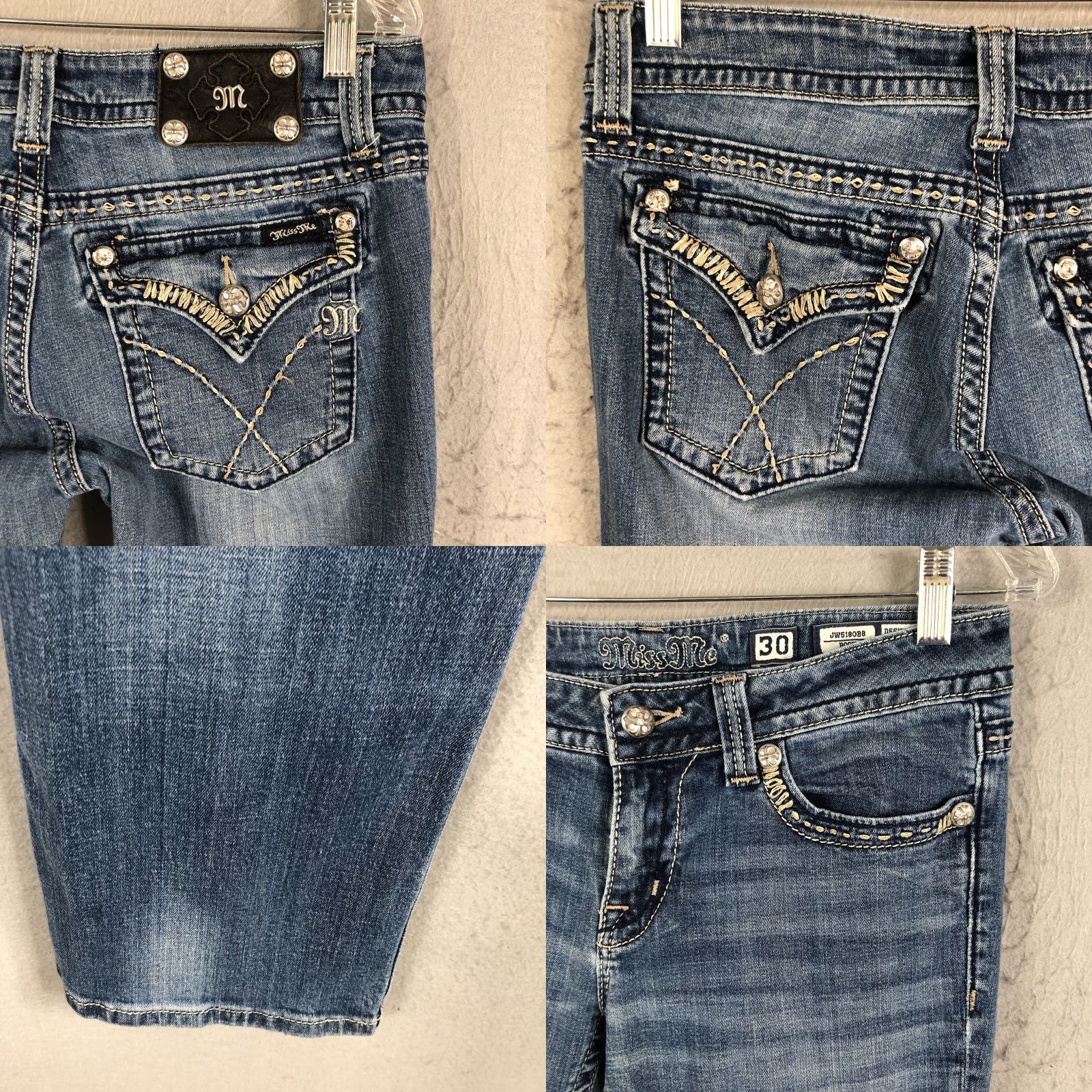 Miss Me Miss Me Jeans Womens 30x33 Embroidered Bling JW5180B8 Boot Cut Western Size 30" / US 8 / IT 44 - 10 Thumbnail