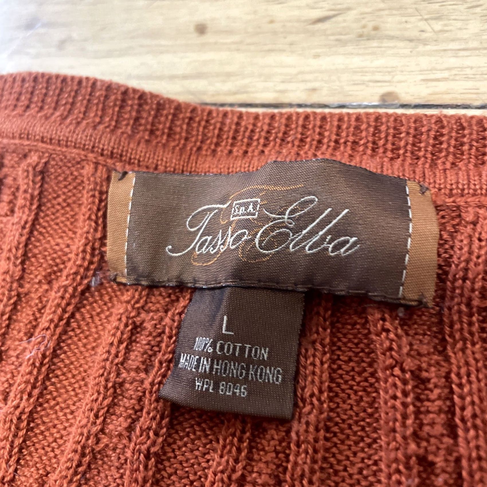 Vintage VINTAGE Tassa Elba Orange Cable Knit Sweater Men L Halloween Fall 90s Baggy Wide Pullover Knit Shirt Mens Size US L / EU 52-54 / 3 - 6 Thumbnail