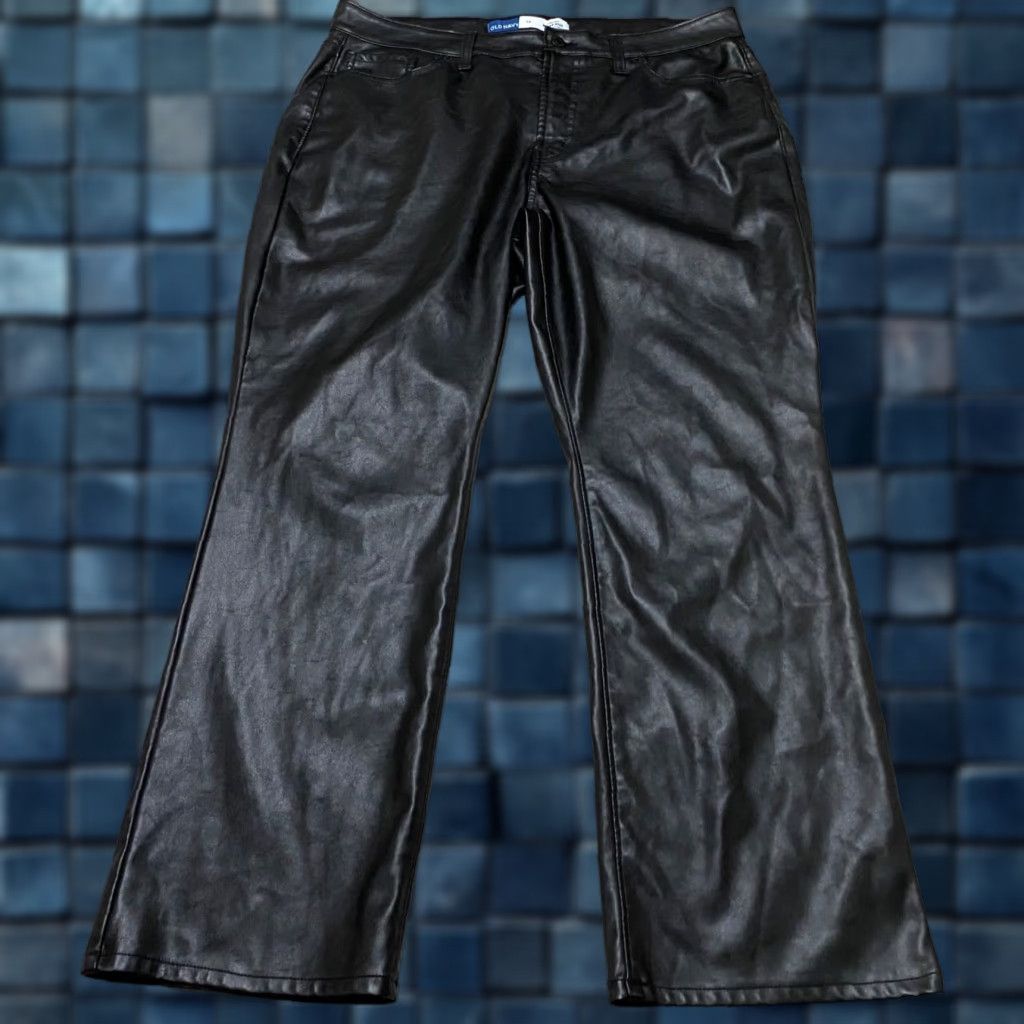 Old Navy Old Navy Womens Pants Black sz 14 High Rise Bootcut Faux Leather Goth Motorcycle Size 36" / US 14 / IT 50 - 1 Thumbnail