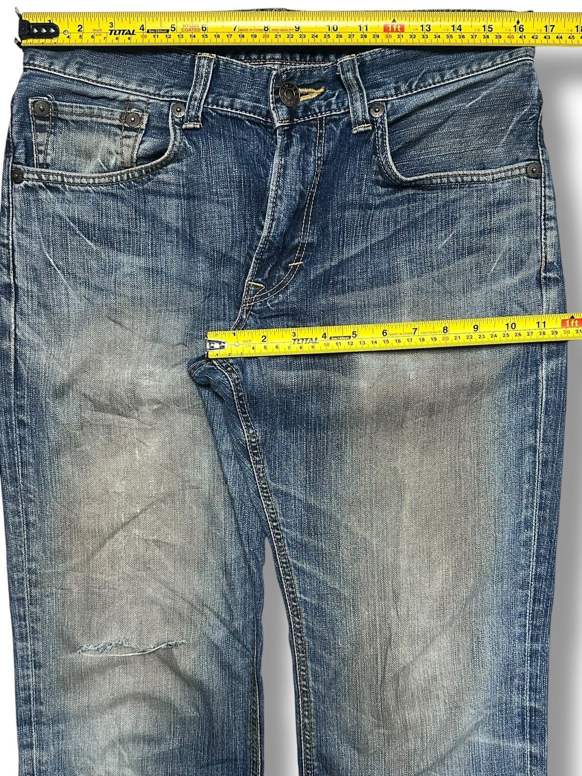 Edwin Edwin 503 Premium Straight Leg Japan Jeans Distressed Faded Size US 33 - 20 Thumbnail