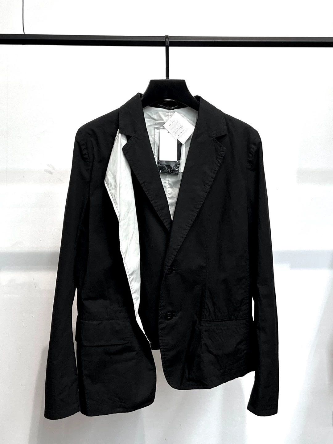 Yohji Yamamoto Yohji Yamamoto y's20ss B&W Colorblocked Blazer 1 NWT Size S / US 4 / IT 40 - 6 Thumbnail