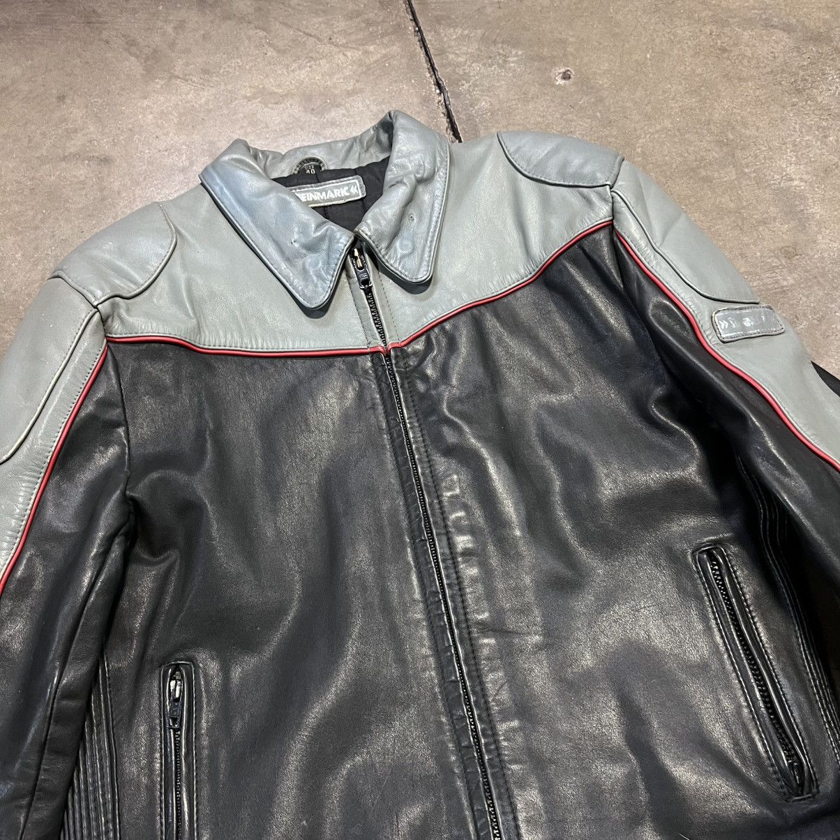 Vintage Vintage Steinmark Leather Jacket Biker Motorcycle Striped Size US M / EU 48-50 / 2 - 6 Thumbnail