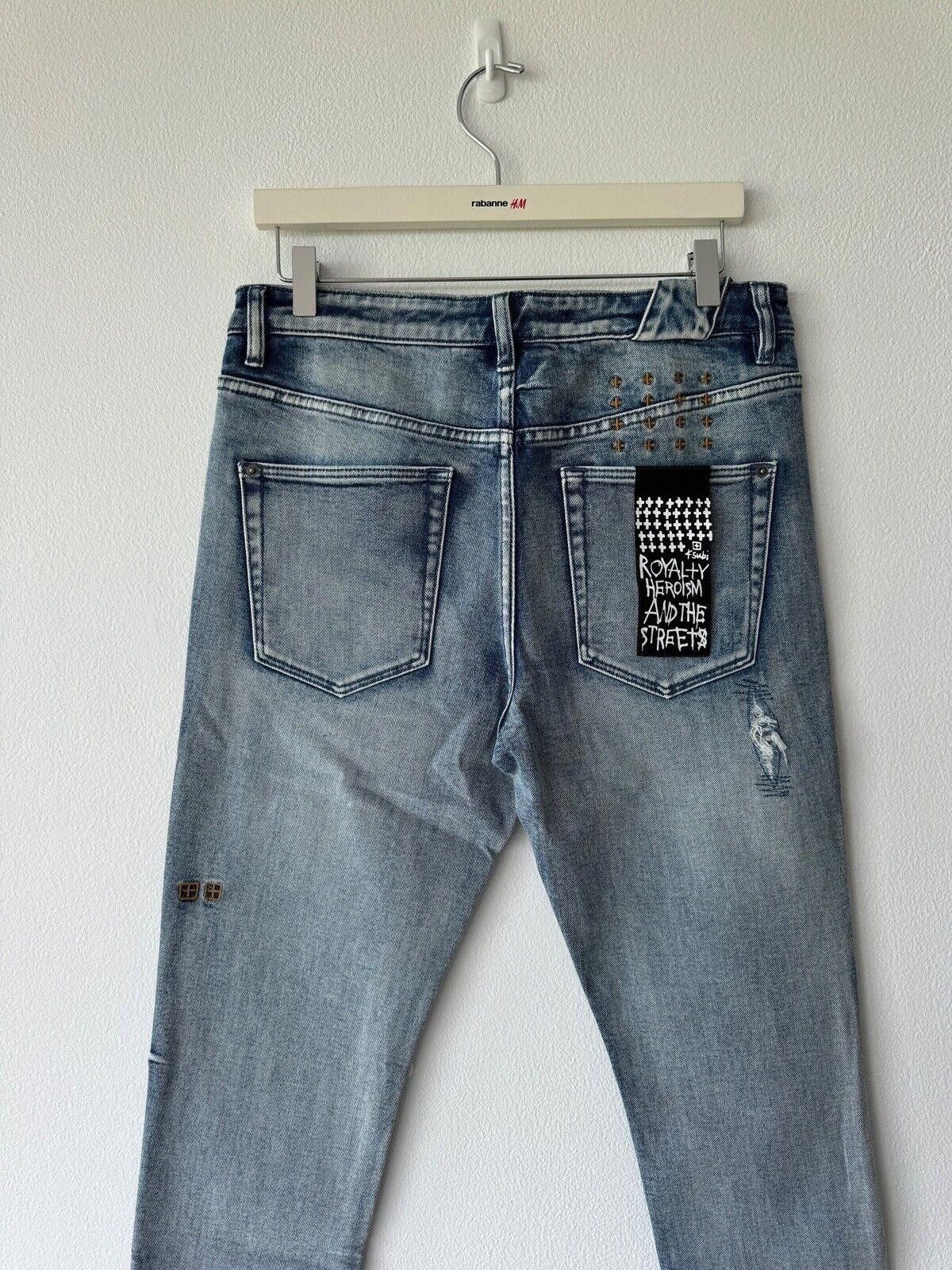 Ksubi new Ksubi mens denim jean chitch 32 blue trashed patched Size US 32 / EU 48 - 6 Thumbnail