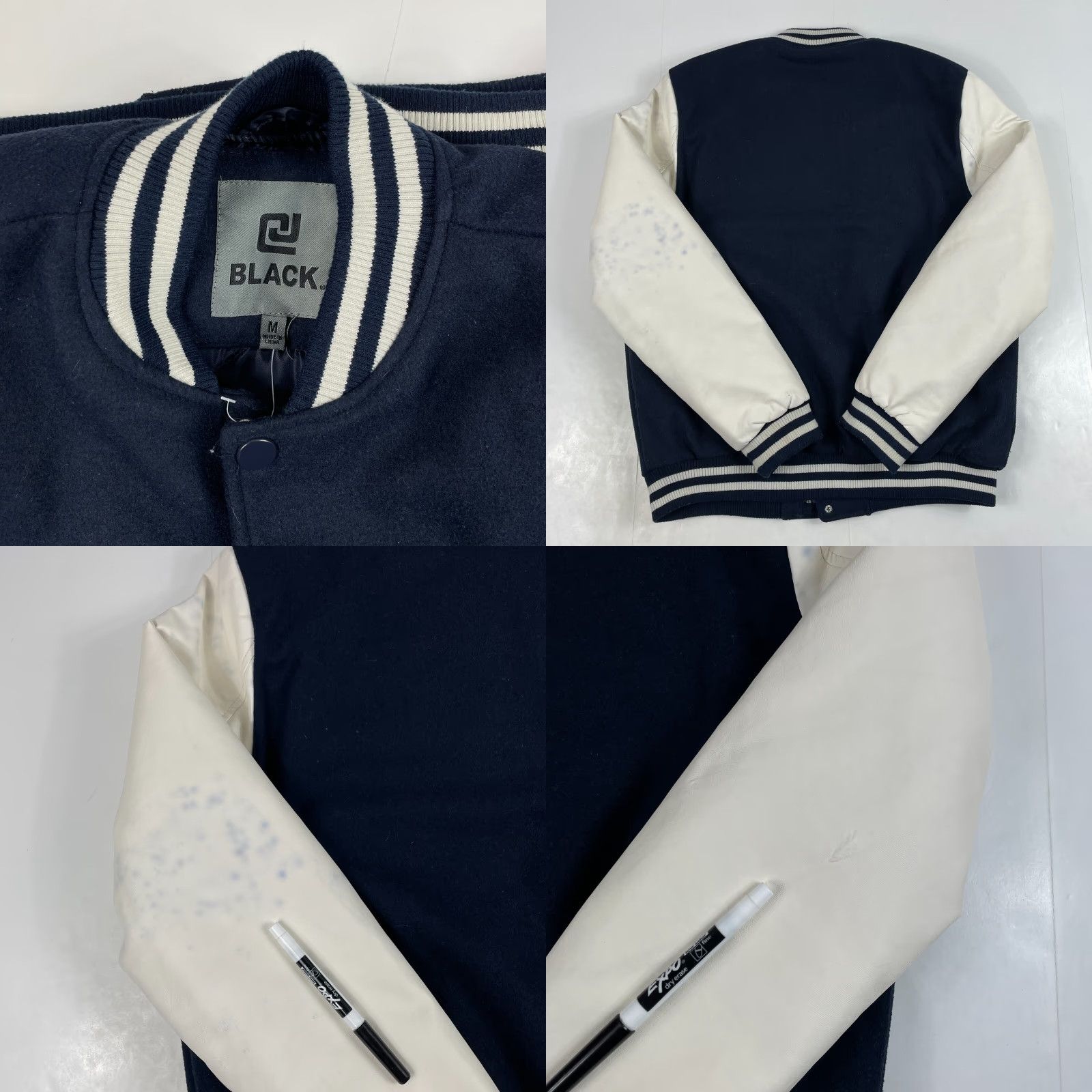 Vintage CJ Black Jacket Mens Medium Blue Bomber Varsity Wool Snap Up Quilted Lining Y2K Size US M / EU 48-50 / 2 - 8 Thumbnail