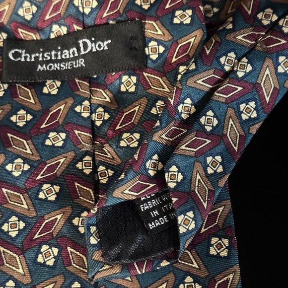 Christian Dior Monsieur × Dior Dior Rare Mid Century Modernist Teal Red Diamond Mod Silk Ti Size ONE SIZE - 8 Thumbnail