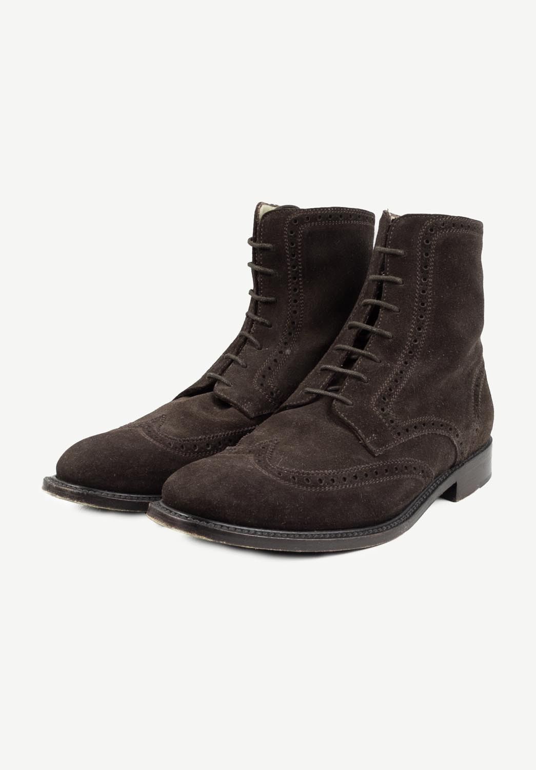 image of Brioni Shoes Suede Leather Boots Size 41Eu, 8Us, 7Uk H3709 in Brown, Men's