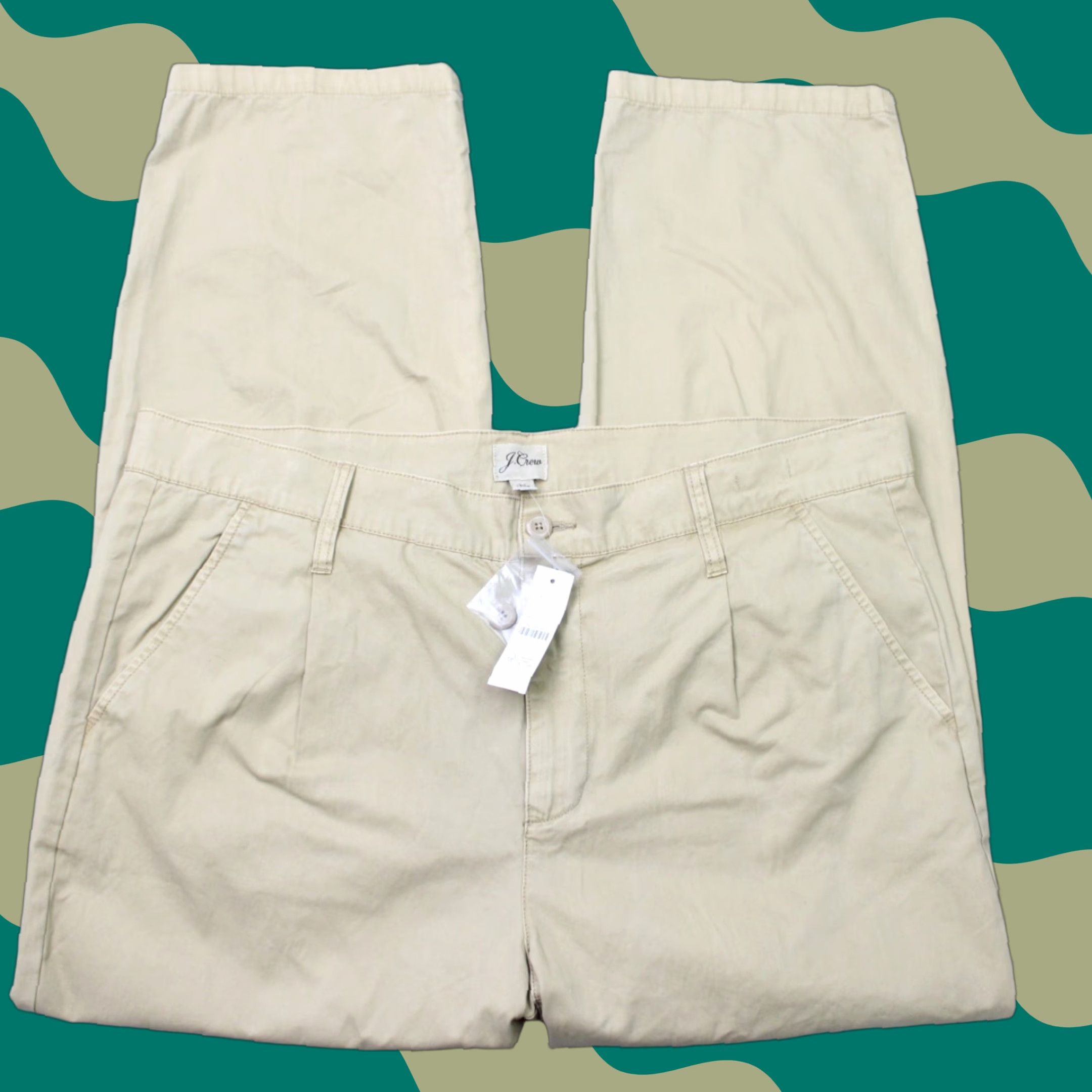 J.Crew J. Crew Pants Womens 40 x 30 Beige 100% Cotton Slouchy Boyfriend Chino Pleated Pants Size 27" / US 4 / IT 40 - 1 Thumbnail