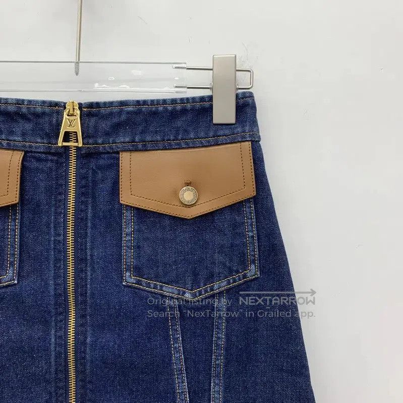 Louis Vuitton Louis Vuitton Blue Cotton Mini Skirt for Women . Size 22" - 3 Thumbnail