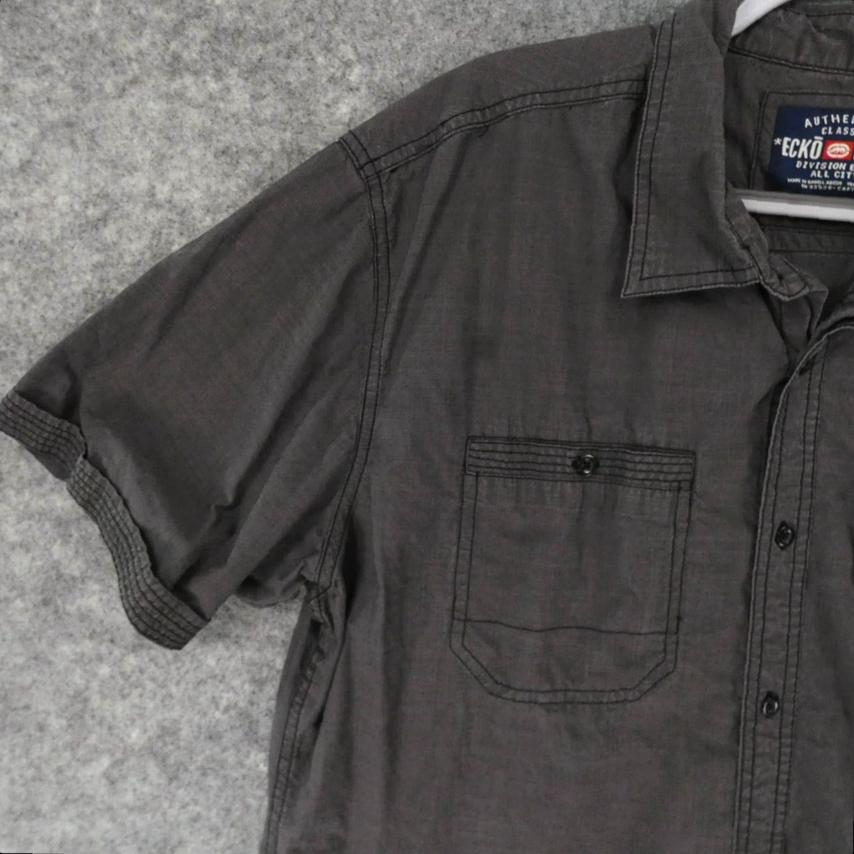 Ecko Unltd. Ecko Unltd Shirt Mens Gray Extra Large Short Sleeve Button Up w Logo Size US XL / EU 56 / 4 - 3 Thumbnail