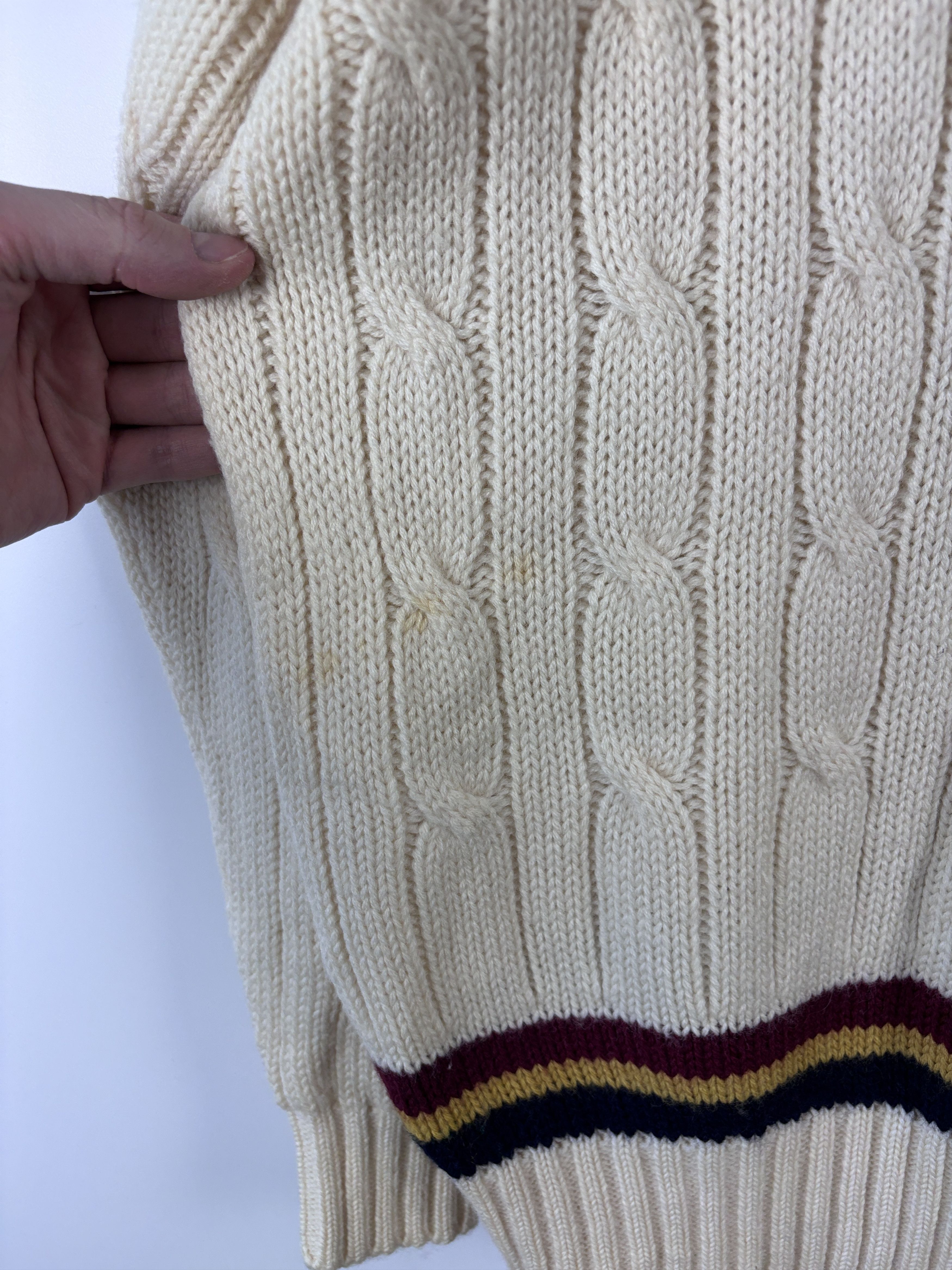 Vintage KF Knitwear Hand Framed Tennis Cricket Sweater Cable-Knit Size US M / EU 48-50 / 2 - 10 Thumbnail