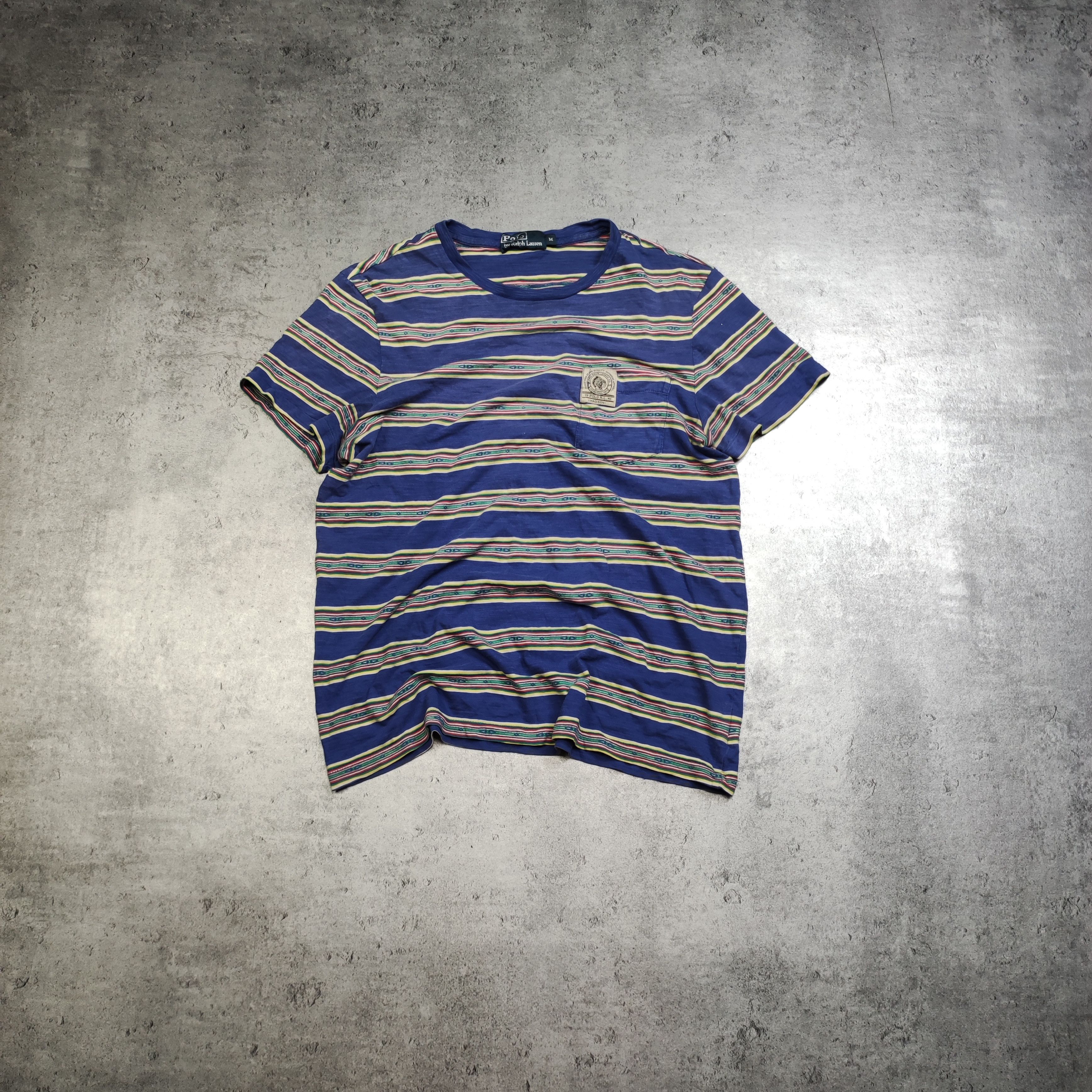 Polo Ralph Lauren × Ralph Lauren × Vintage Vintage RARE 90s Striped Madison Pocket Ralph Lauren Tshirt Size US M / EU 48-50 / 2 - 1 Thumbnail