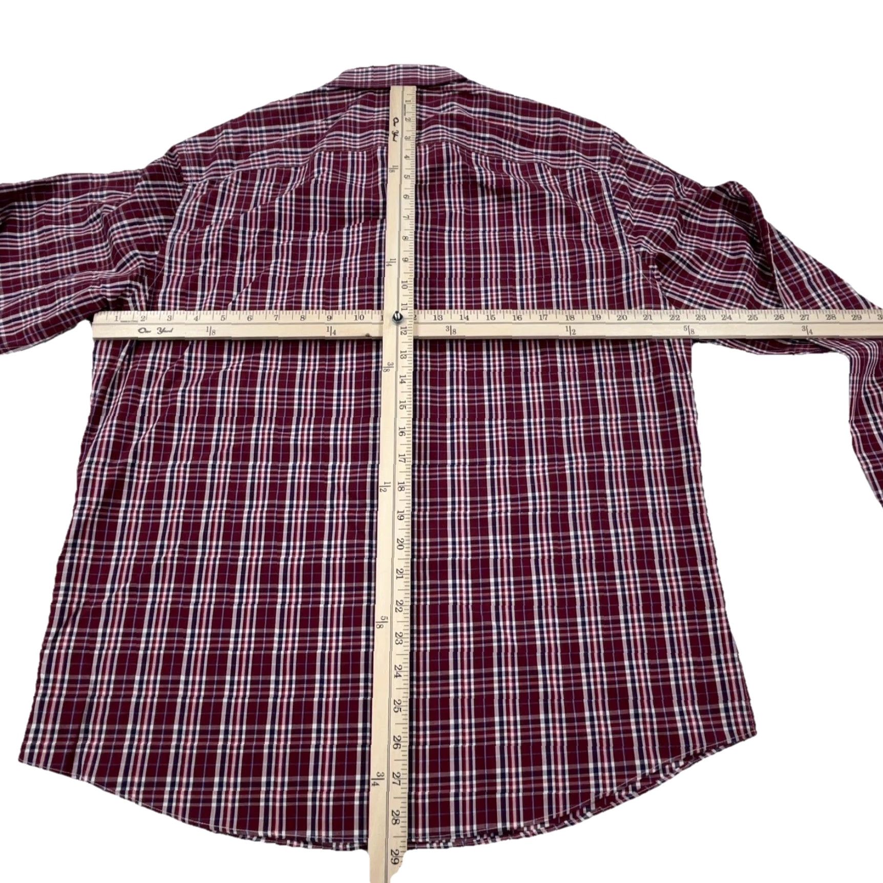 UNTUCKit UNTUCKit Shirt Men L Red Plaid Dress Poplin Lightweight Button-Up Casual Snap Free Size 42R - 5 Thumbnail