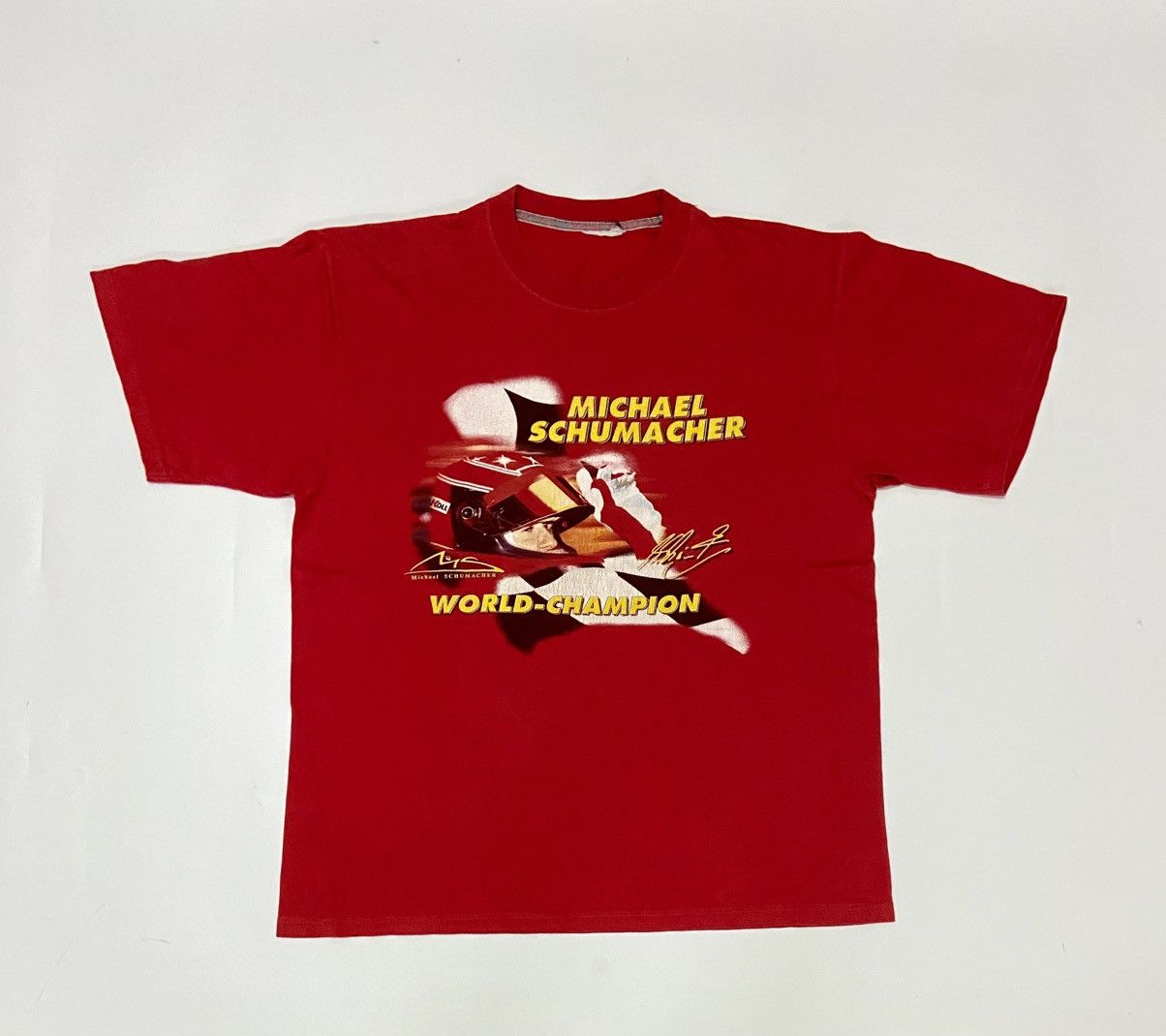Japanese Brand MICHAEL SCHUMACHER WORLD CHAMPION SIGNED TEE Size US M / EU 48-50 / 2 - 3 Thumbnail