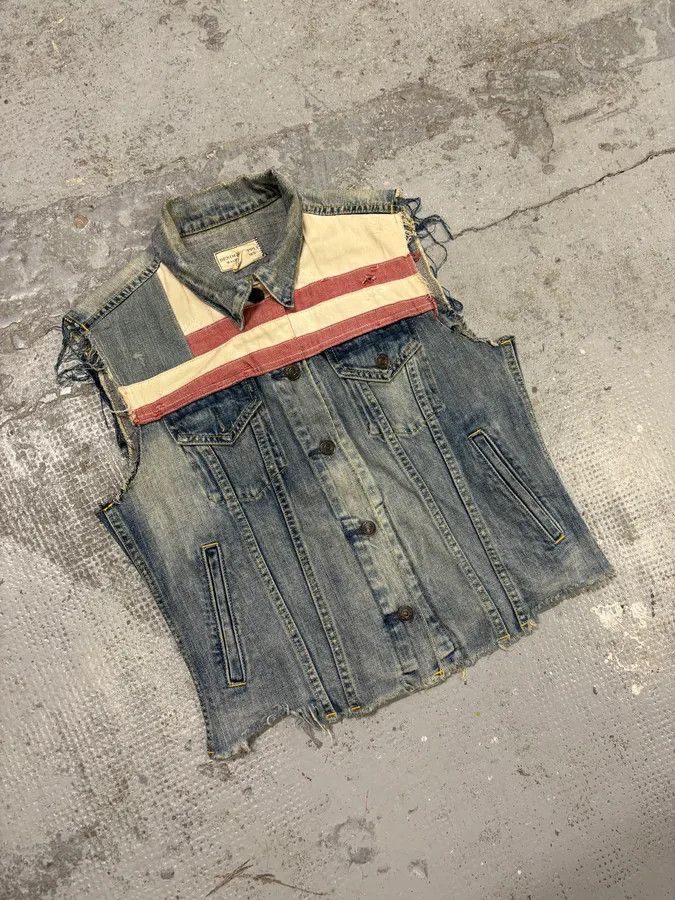 Polo Ralph Lauren 2000s Ralph Lauren USA Flag Blue Denim Vest Jacket Size S / US 4 / IT 40 - 4 Thumbnail