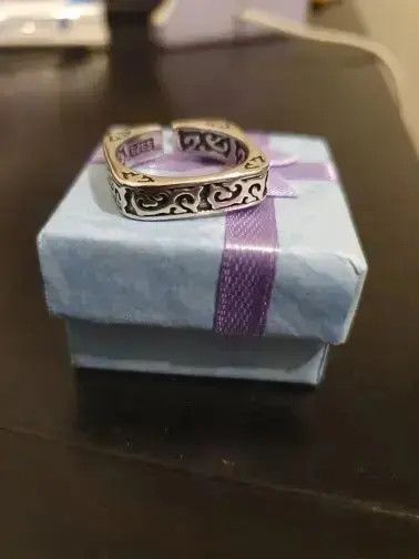 Ring Of Fire Vintage Auspicious Clouds Square Design Men Finger Ring Size ONE SIZE - 2 Thumbnail