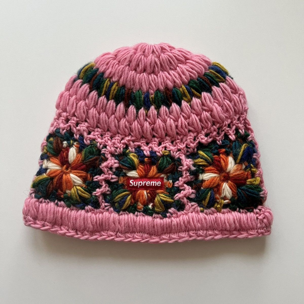 Supreme Crochet Beanie Pink