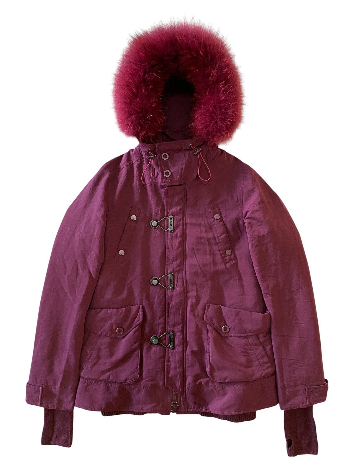 SLY Sly Burgundy Fur Hood Parka Jacket Winter Coat Toggle Button Size US S / EU 44-46 / 1 - 1 Thumbnail
