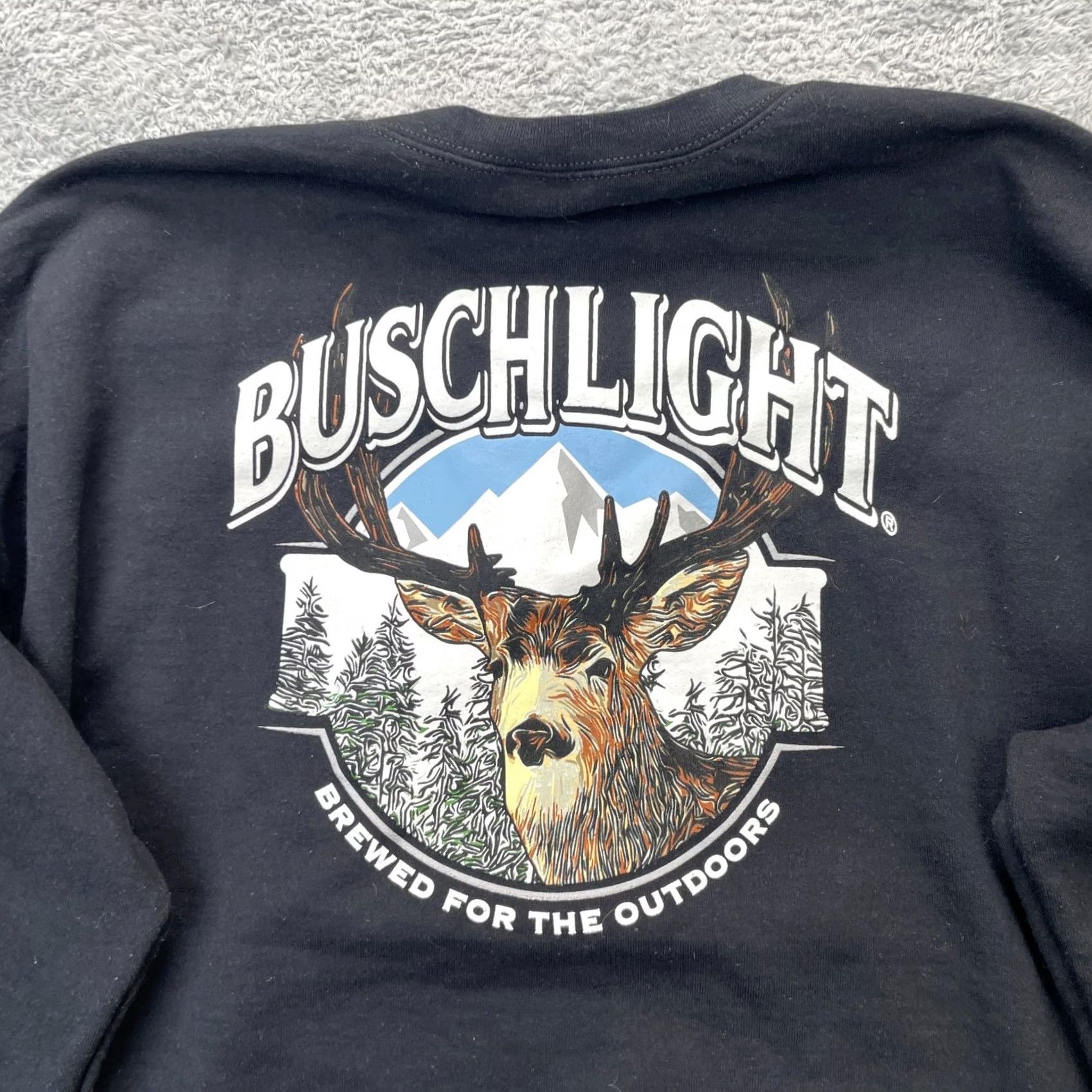 Vintage Busch Light Sweatshirt Mens Large Black Graphic Print Beer Hunting Elk Outdoors Brew City Gear Crew Neck Pullover Size US L / EU 52-54 / 3 - 4 Thumbnail