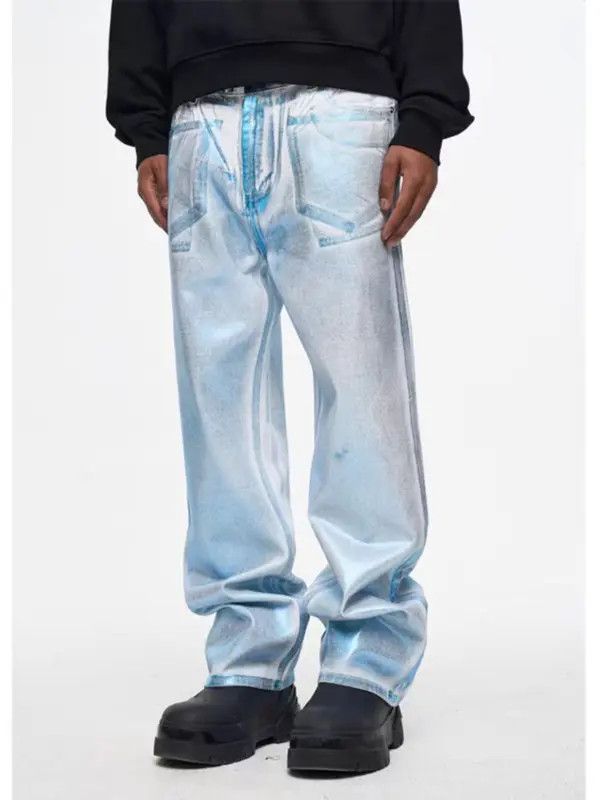 Japanese Brand VIBE High street vintage fluorescent brush wax baggy jeans Size US 32 / EU 48 - 1 Thumbnail