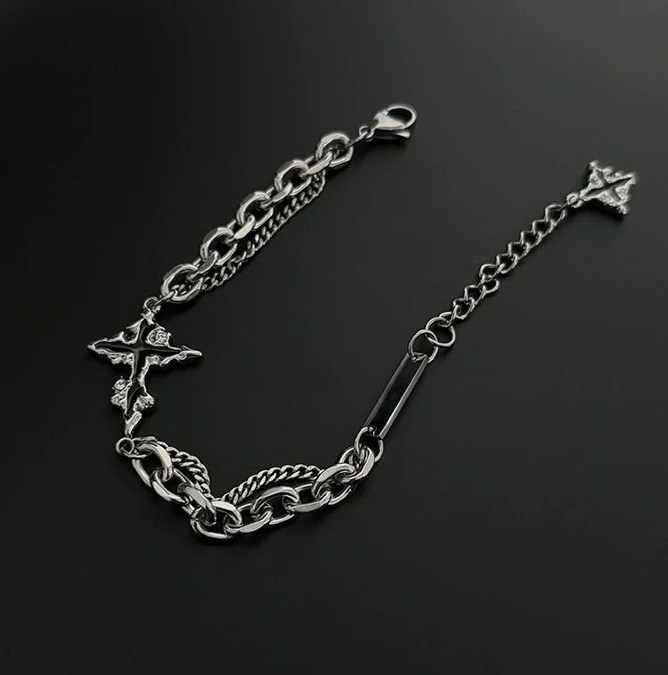 Jewelry Retro gothic punk y2k layered melted cross bracelet Size ONE SIZE - 7 Thumbnail