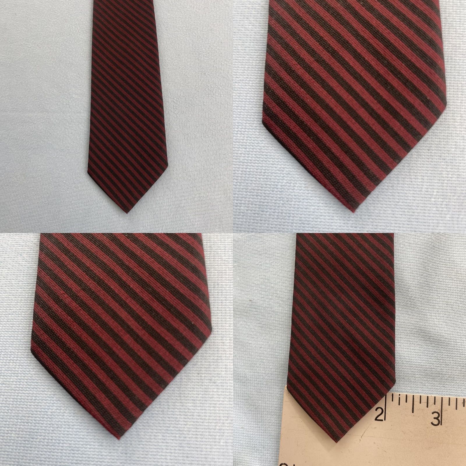 MCM vtg 60s Wool Dacron NeckTie Slim 2" Red Black Stripe MCM Capsule Tie 2x57 Capsule Slim Necktie Mens Tie Size ONE SIZE - 8 Thumbnail
